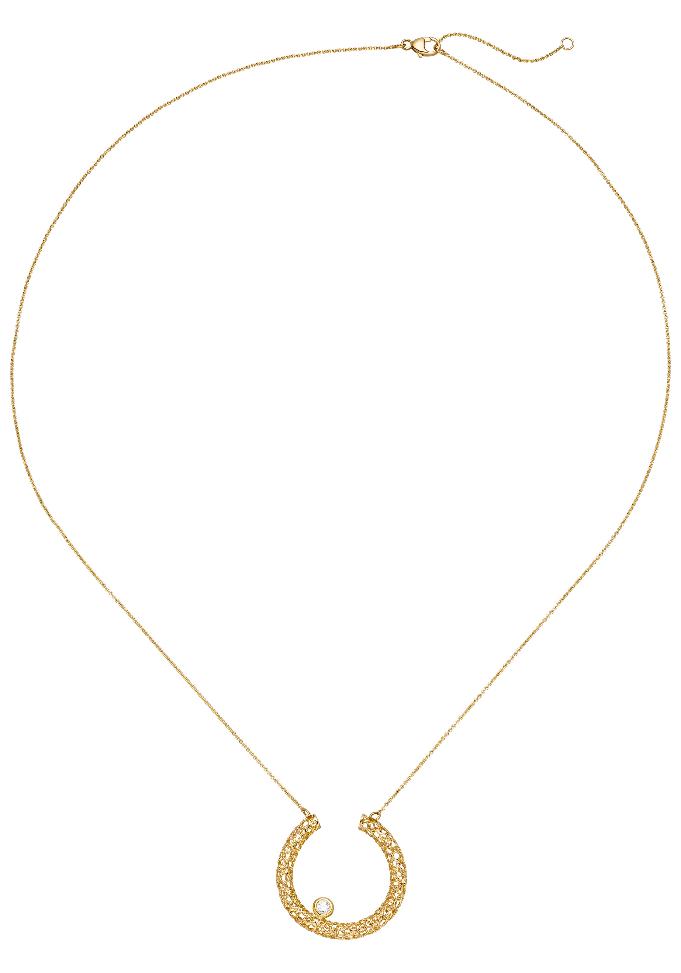 JOBO Kette mit Anhänger »Hufeisen Geflecht« 750 Gold mit Diamant 45 cm