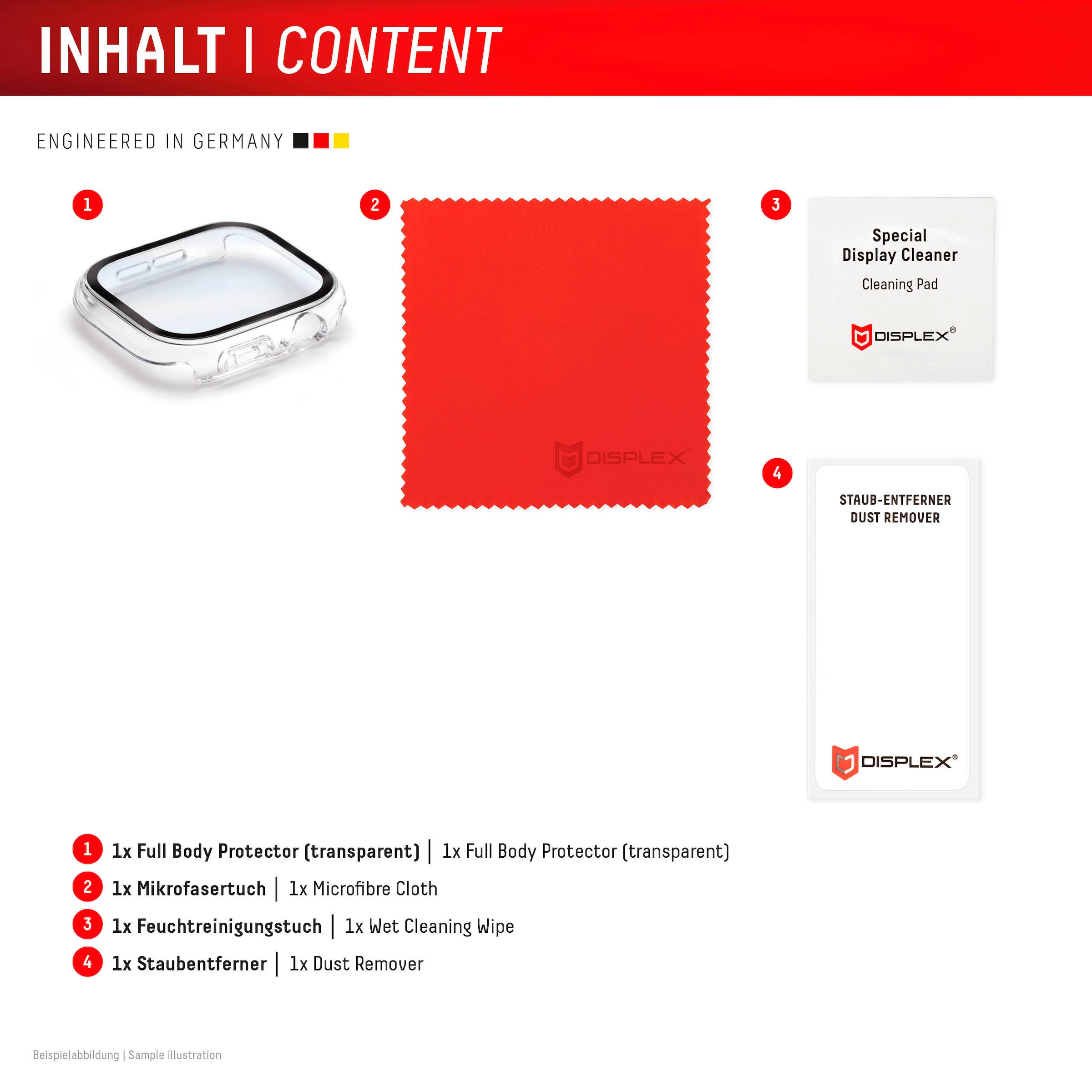 Displex Displayschutzglas »Smartwatch Glass All-In-One Protector Full Body« für Apple Watch Series 10 42 mm;Apple Watch Series 11 42 mm Displayschutzfolie, Schutzfolie, Bildschirmschutz, kratz- & stoßfest