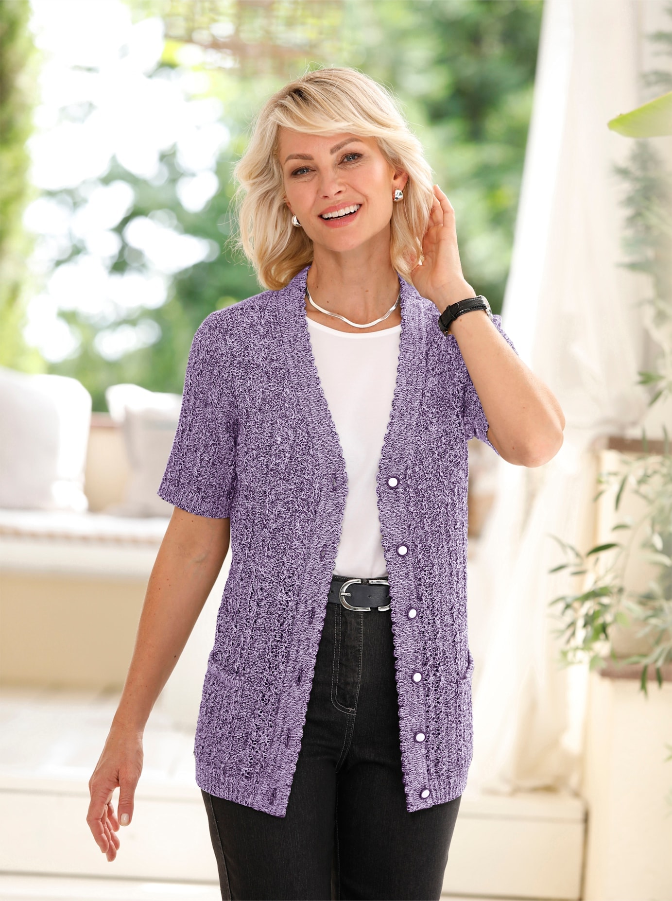 Classic Basics Ajourstrickjacke