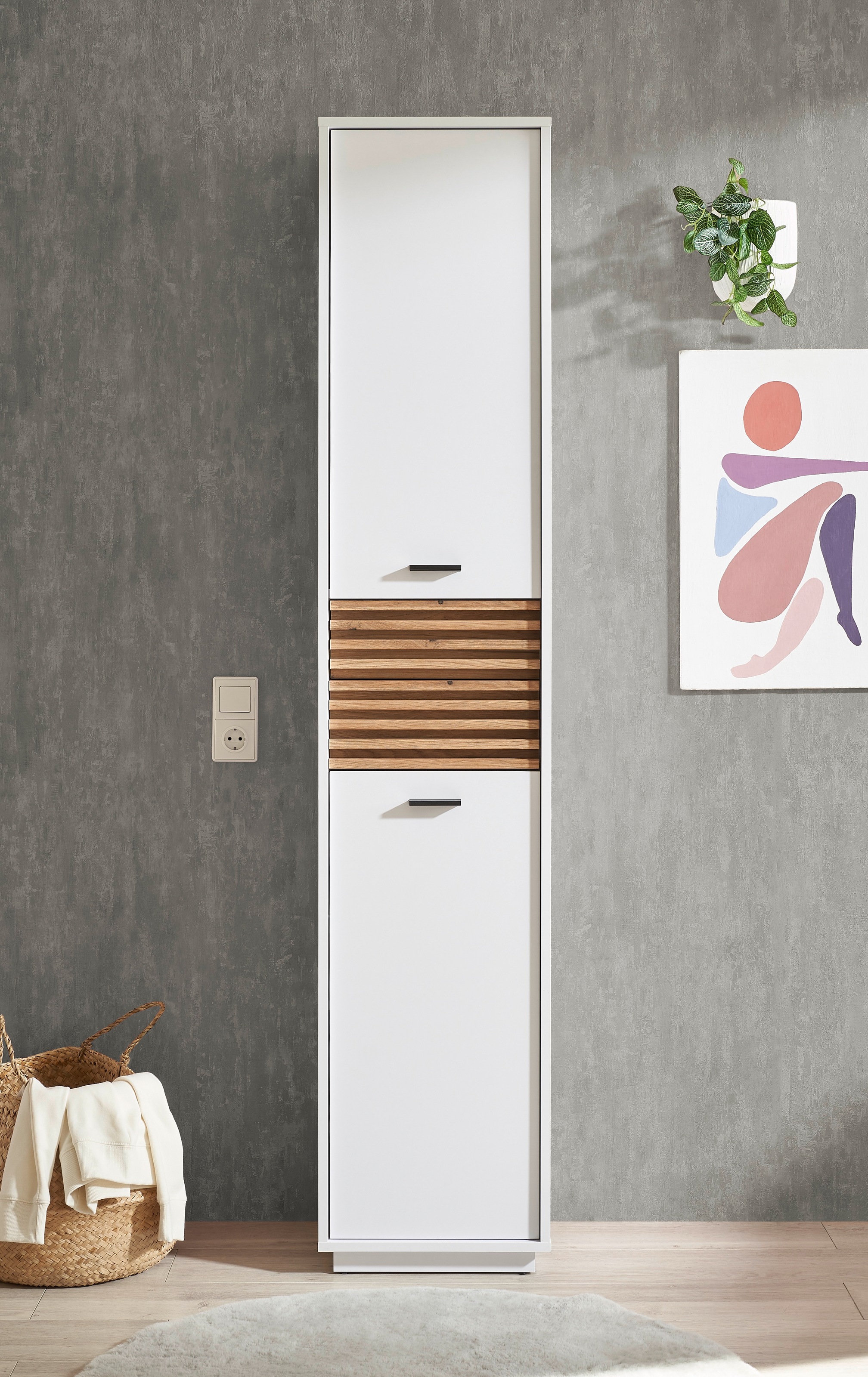 BASIC by Balculina Hochschrank »Liguria B/H/T 38x191x35 cm« 1 Stk. tlg. Breite 38cm, Unterflurauszug, FSC-Mix 70%