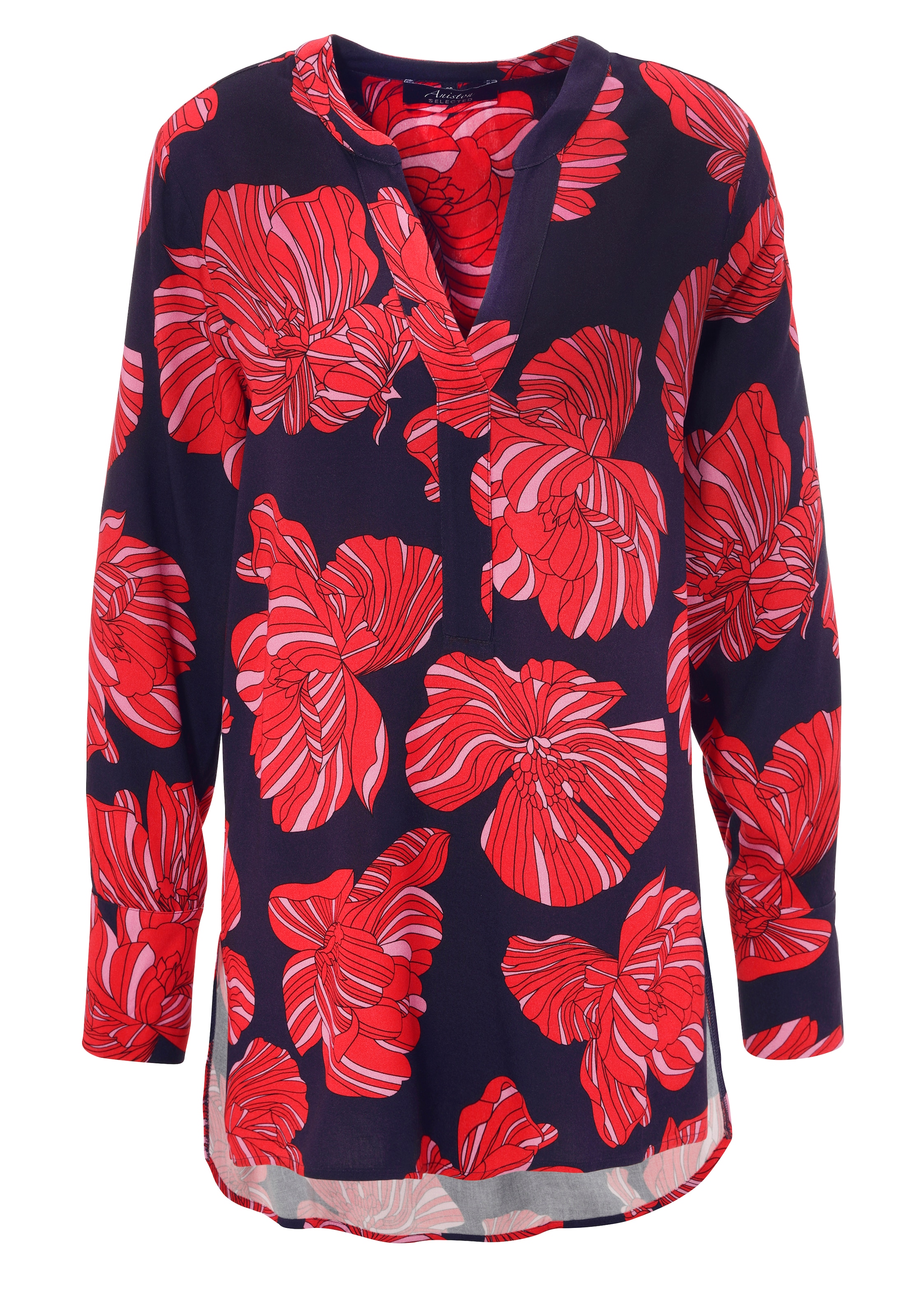Aniston SELECTED Longbluse, mit ausgefallenen Blütendruck - NEUE KOLLEKTION