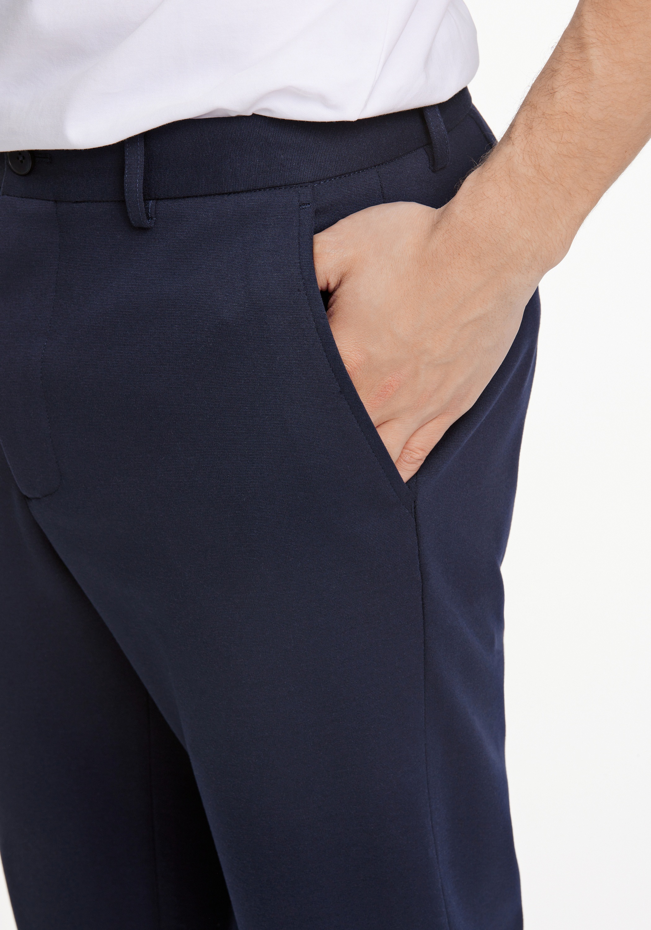 Stoffhose LINDBERGH "Stoffhose Slim Fit", Herren, Gr. M, navy, Obermaterial: 75% Polyester, 22% Viskose, 3% Elasthan; Futter: 100% Polyester, unifarben, slim fit, Hosen Stoffhose 2