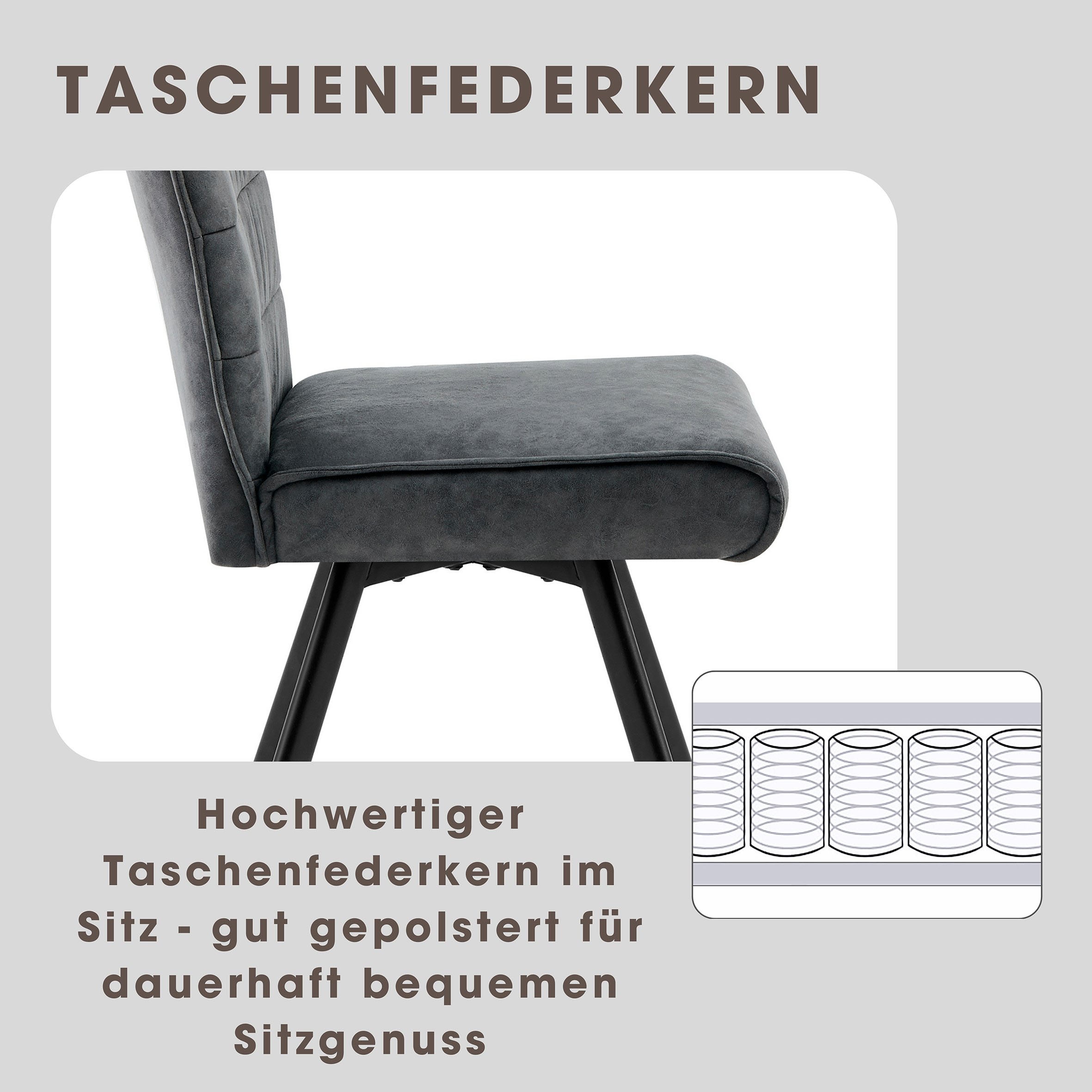 byLIVING Esszimmerstuhl »ROBBIE« (Set) 2 Stk.Microfaser, 360° drehbar, Taschenfederkern,Steppung Rücken, Keder