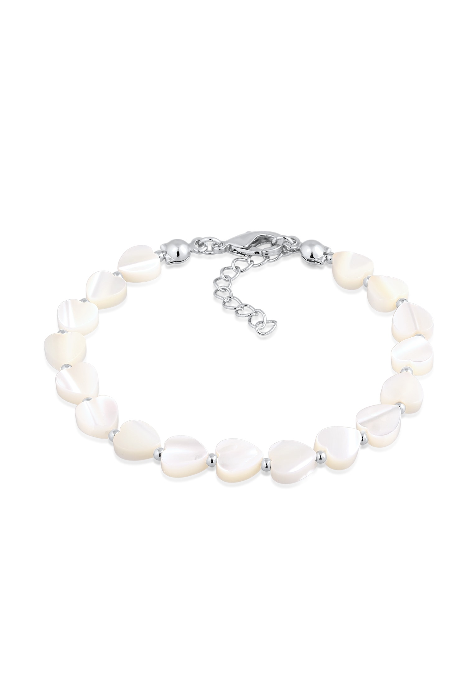 ELLI Damen Armkette "Armband Muschel Herzen Kette Silberfarben", Messing, silber, Messing, Armbänder