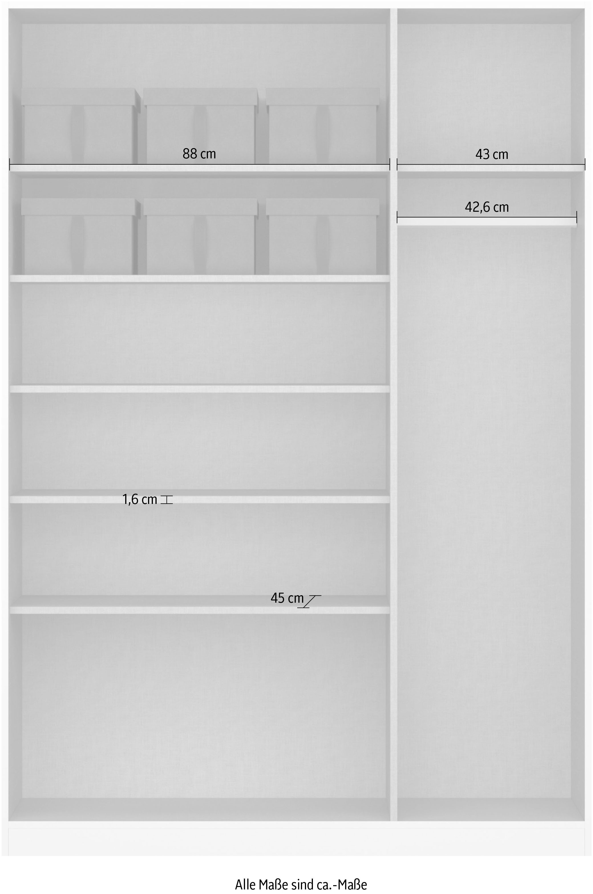 6er-Set Inkl. und optional extra BAUR Einlegeböden, »Cosmo«, | mit Stoffboxen rauch Spiegel Drehtürenschrank