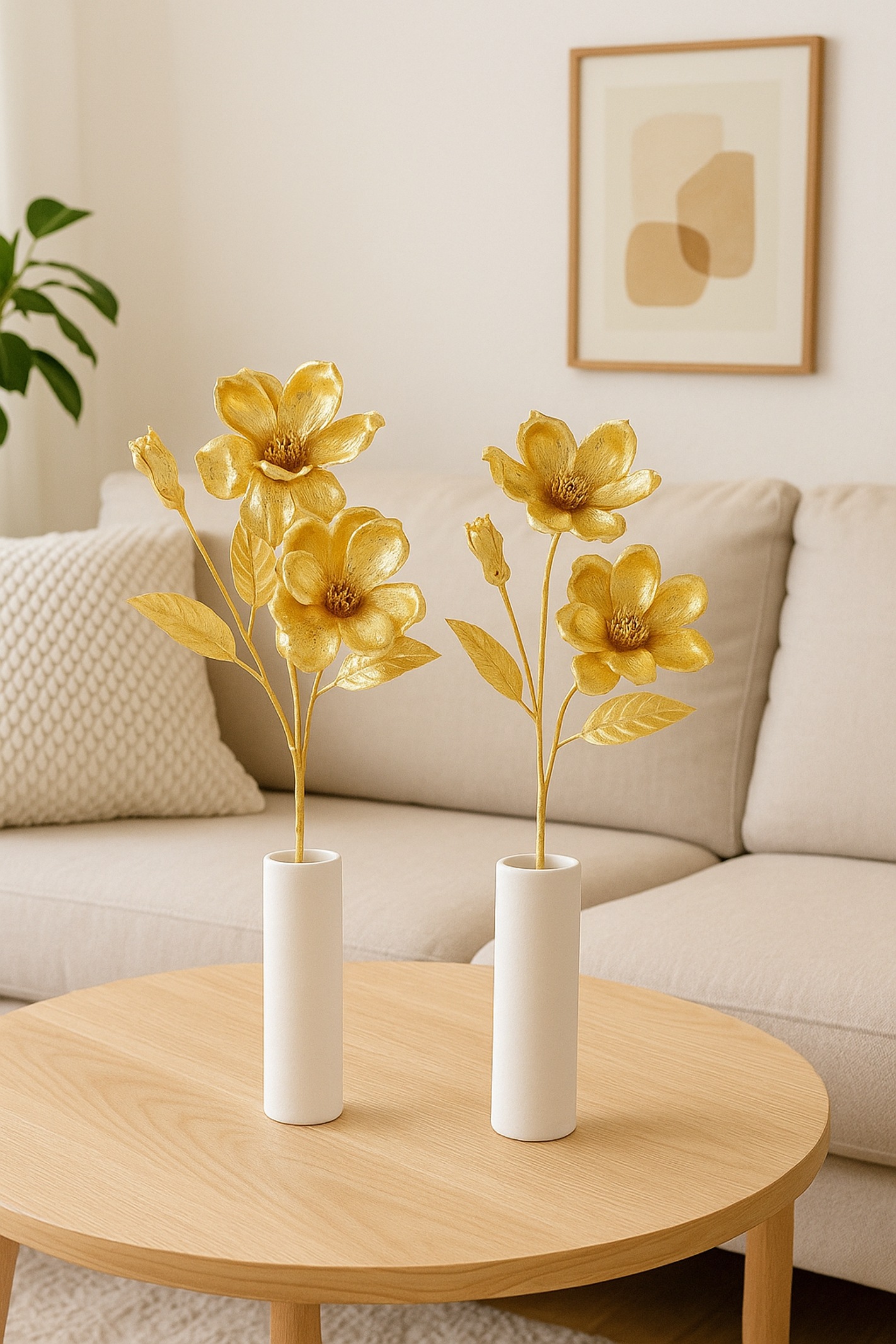 I.GE.A. Kunstblume "Magnolie" 2er Set Dekoblume Metallic Effekt glänzende W günstig online kaufen