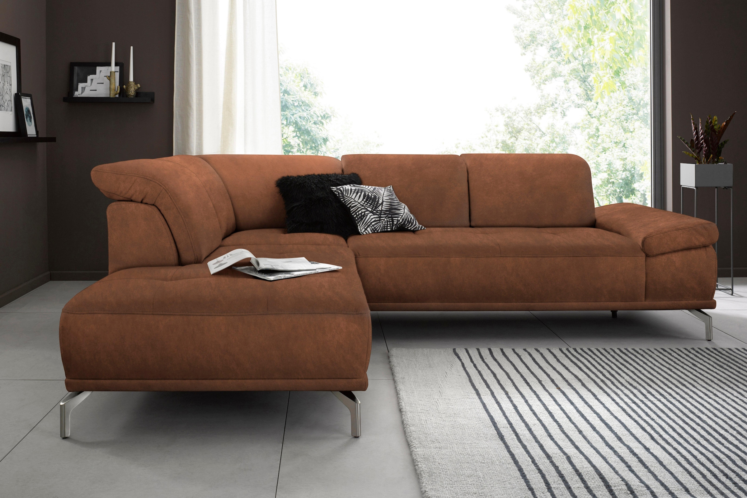 OTTO home Ecksofa "Caluna" Inkl.Sitztiefenverstellung, wahlweise mit Kopf- und Armteilverstellung