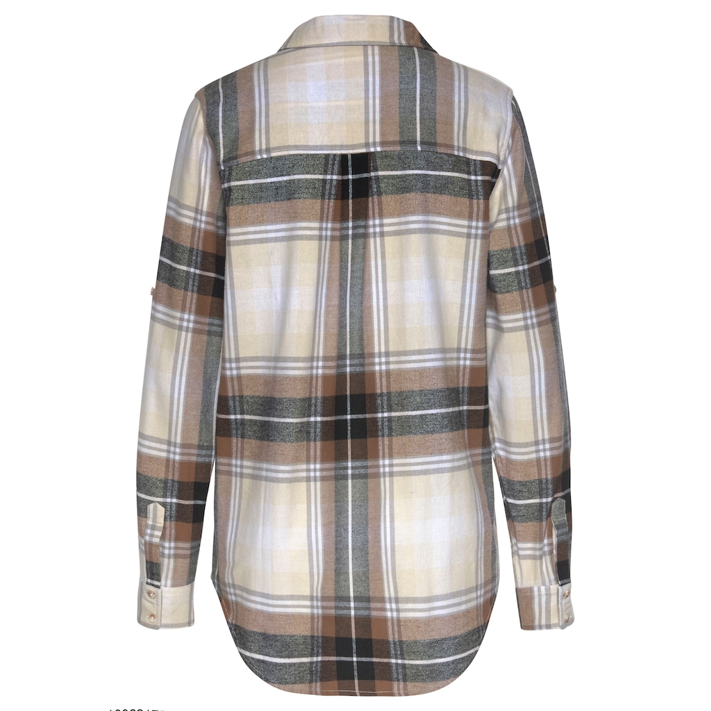 Buffalo Karobluse, aus weichem Flanell mit Blusenkragen, Flanellhemd, Damenbluse