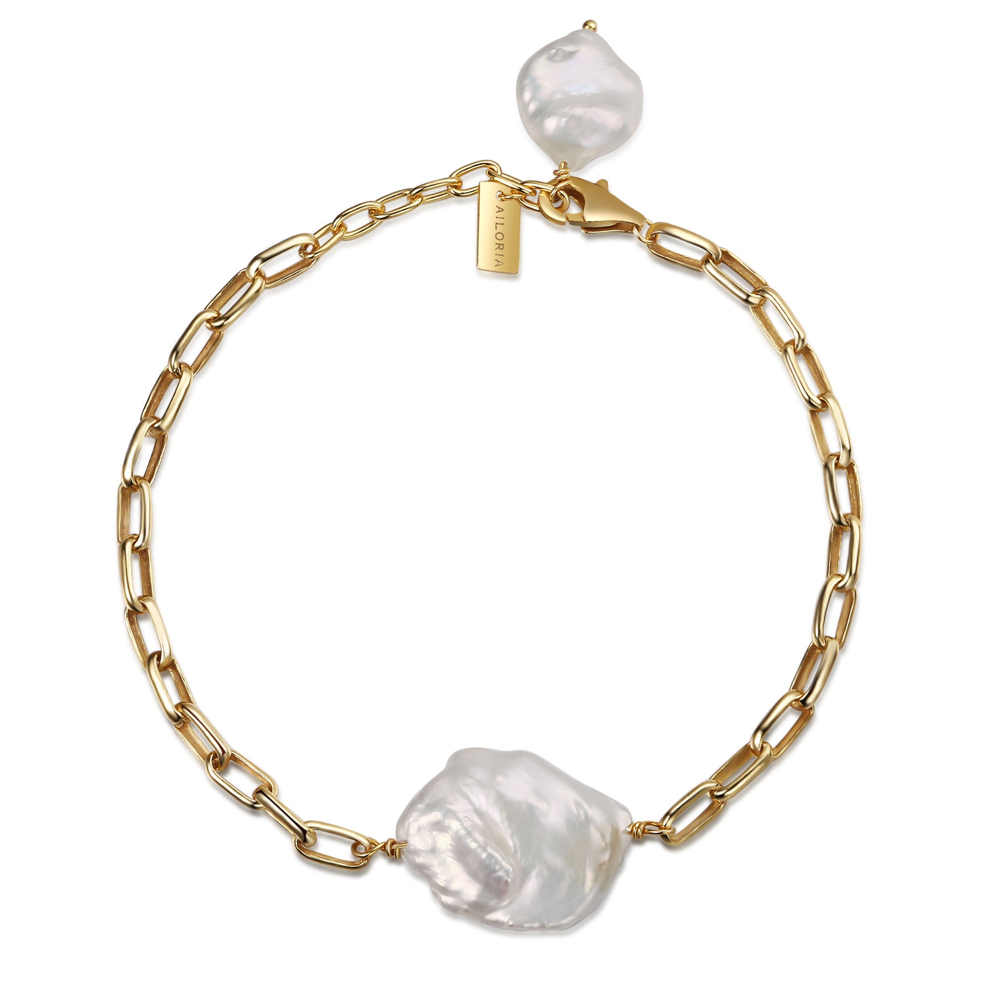 AILORIA Damen Armband "Armband gold/weiße Perle SHINJU", weiß, Armbänder