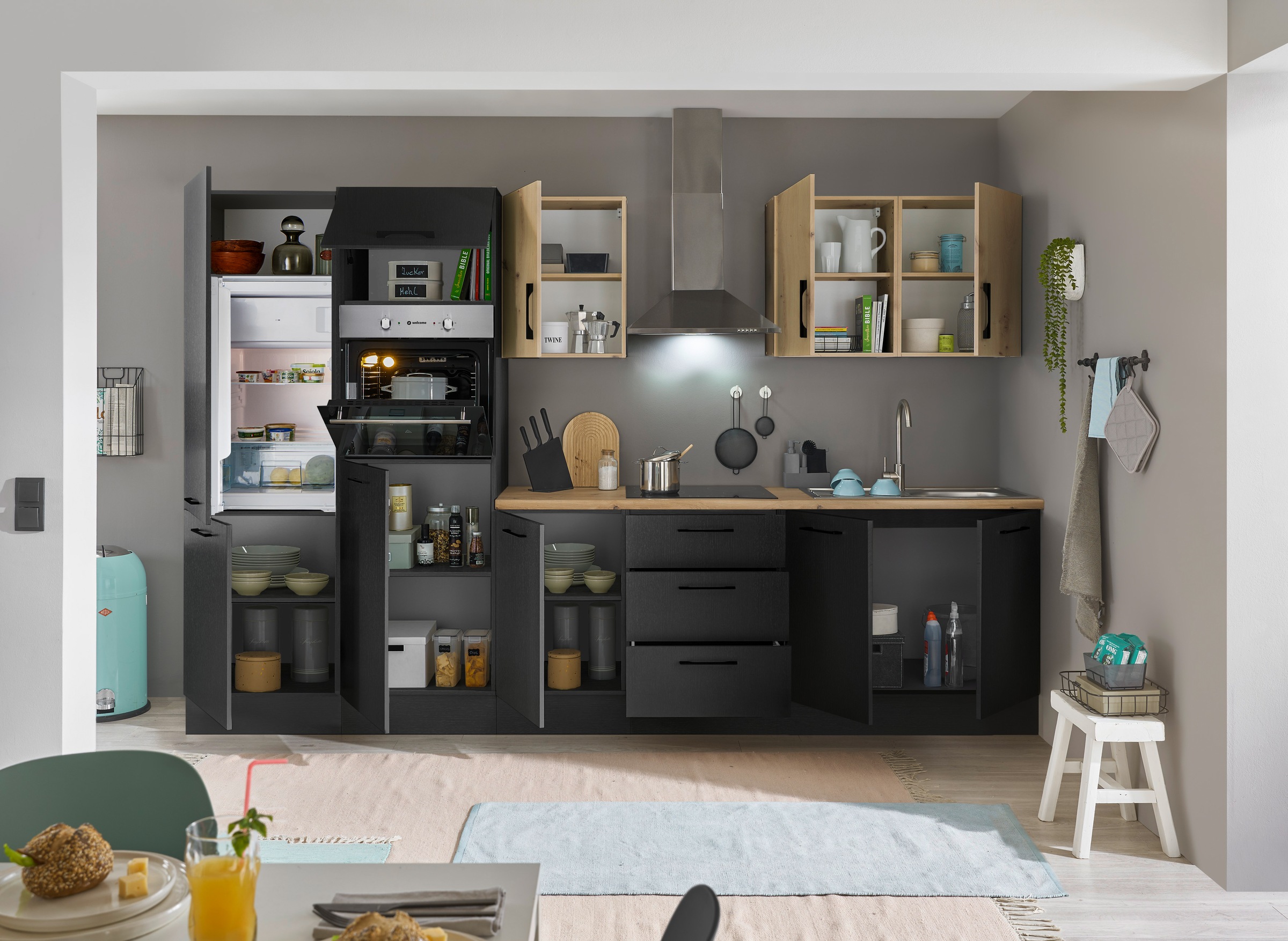 BASIC by Balculina Küchenzeile »Turin«, Breite 330 cm, wahlweise mit E-Geräten