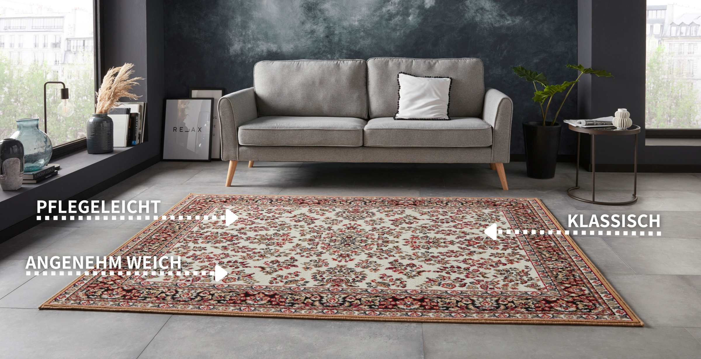 Thumbnail - HANSE Home Teppich "Halton" rechteckig 8 mm Höhe Kurzflor, Orient-Optik, mit Bordüre, Läufer, pflegeleicht, gekettelt