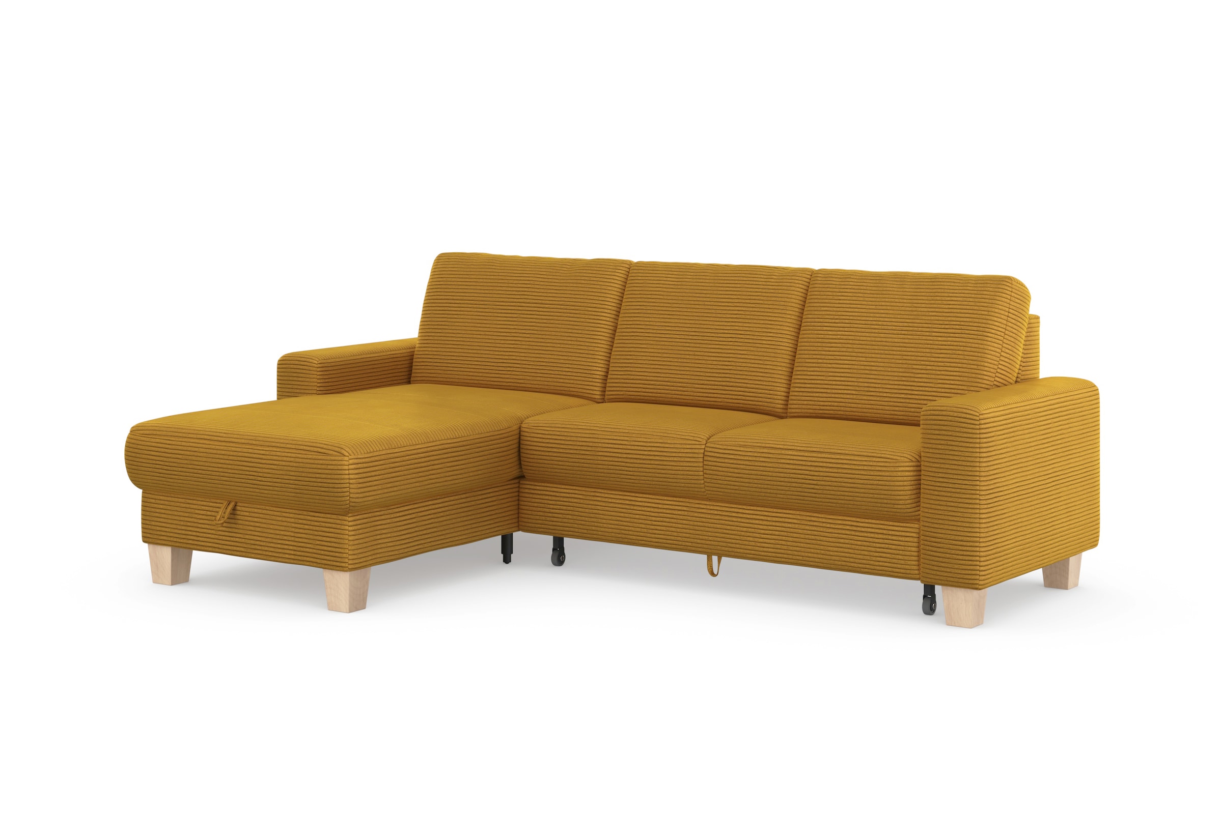 Home affaire Ecksofa »Summer L-Form«, mit Recamiere, mit oder ohne Bettfunktion und Bettkasten, Cord-Bezug