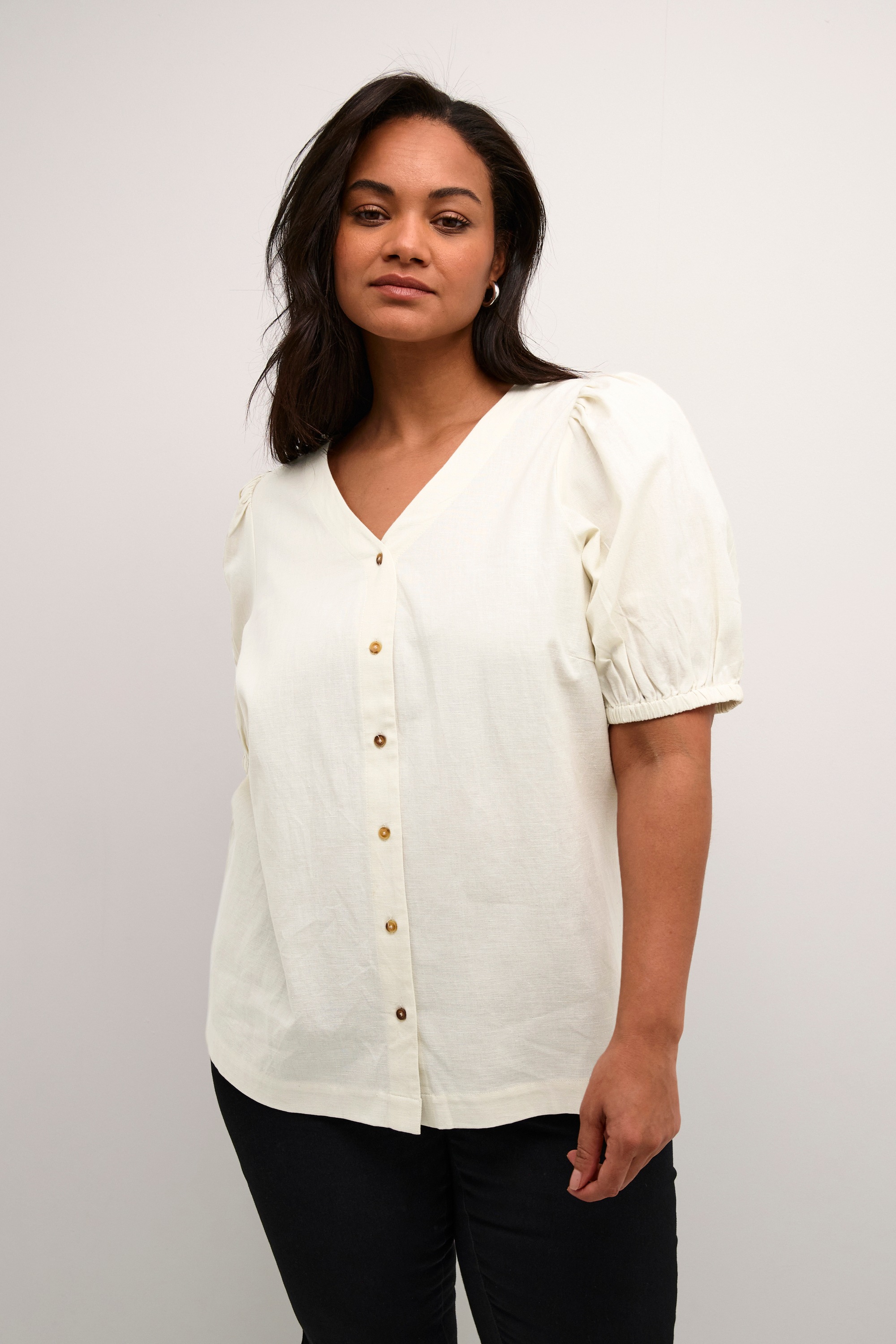 KAFFE Curve Kurzarmbluse »Damen Bluse kurzarm KCvicca«