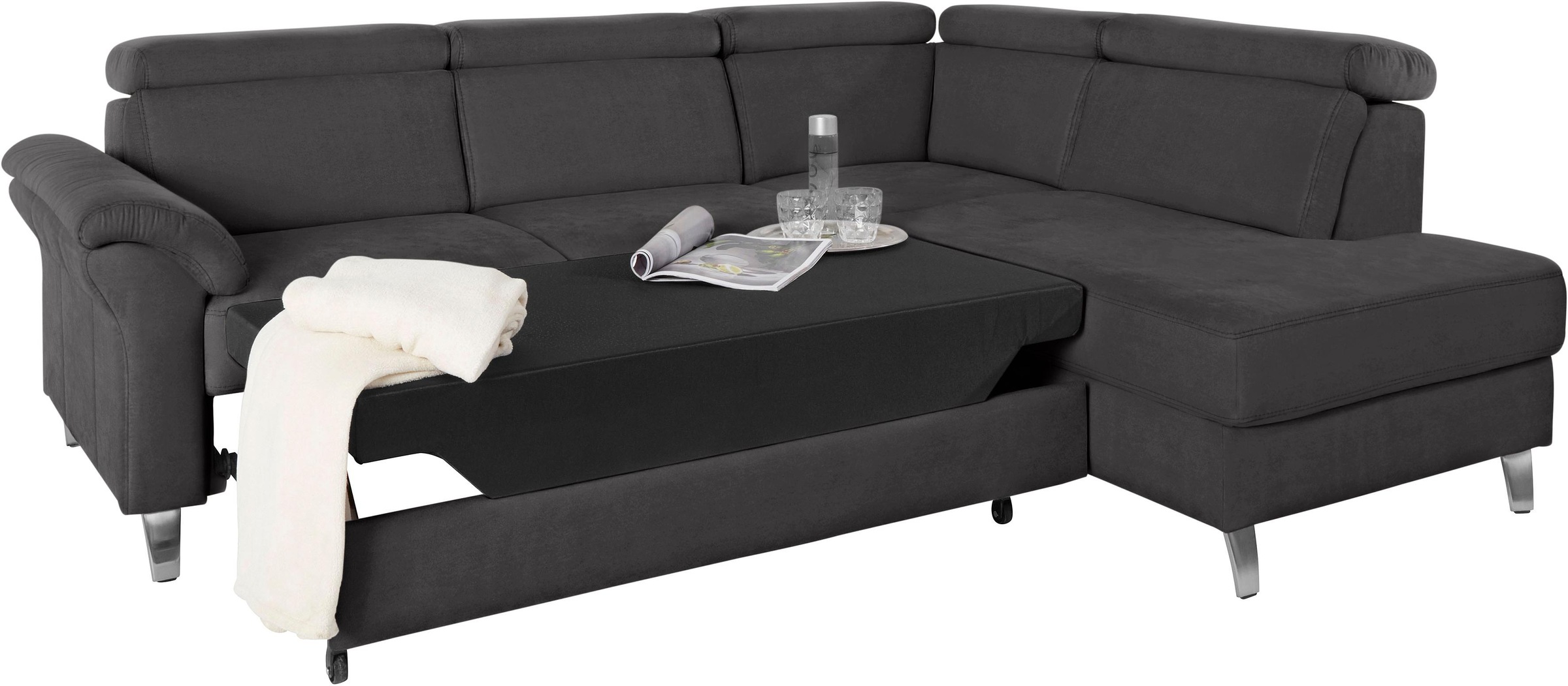 Ecksofa SIT & MORE "Arngast L-Form", grau (graphit), B:245cm H:84cm T:194cm, Sofas, Ecksofa, inklusive Kopfteilverstellung und Federkern 9