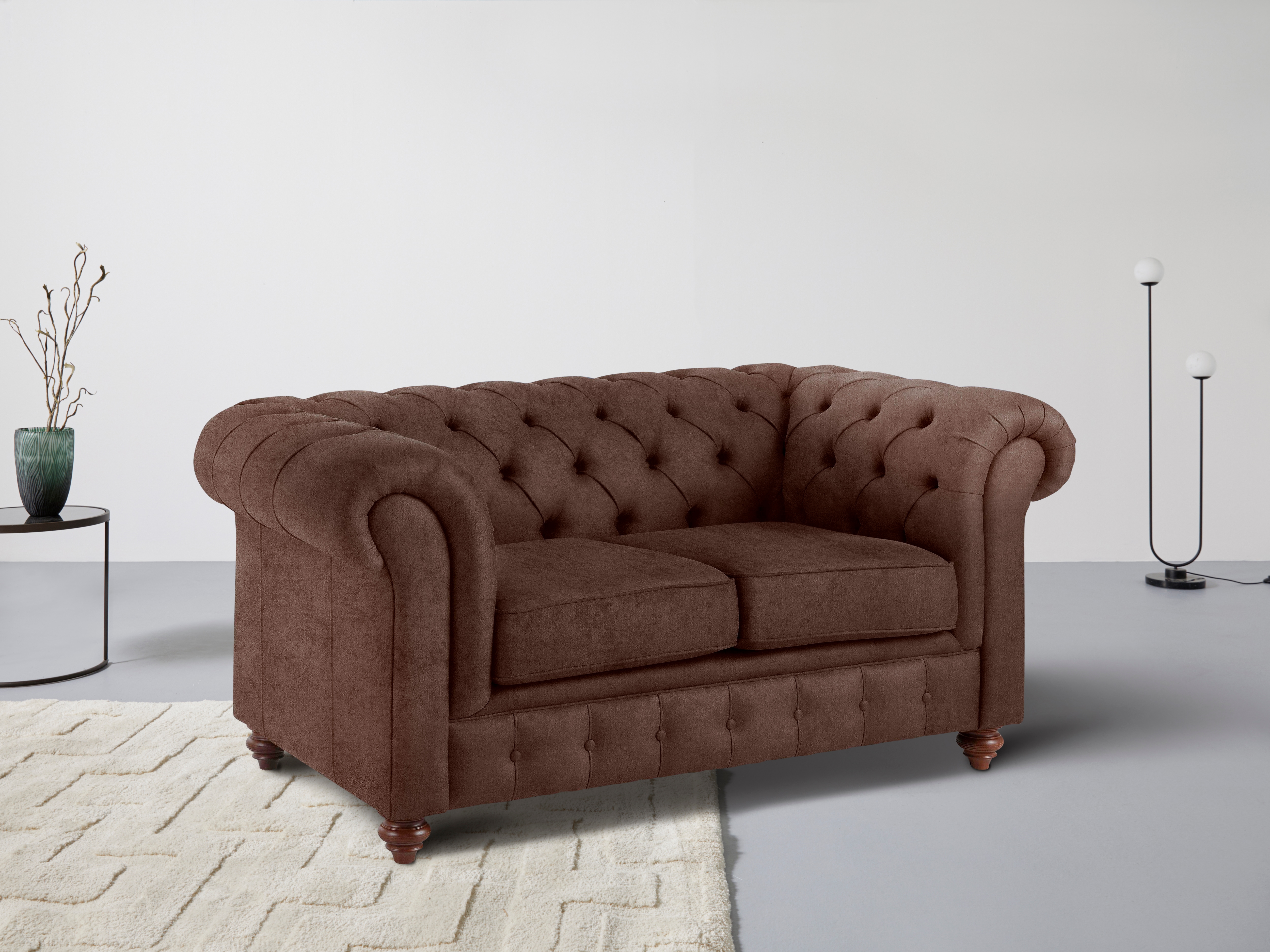 OTTO home Chesterfield-Sofa "Chesterfield 2-Sitzer B/T/H: 150/89/74 cm" mit hochwertiger Knopfheftung, auch in Leder