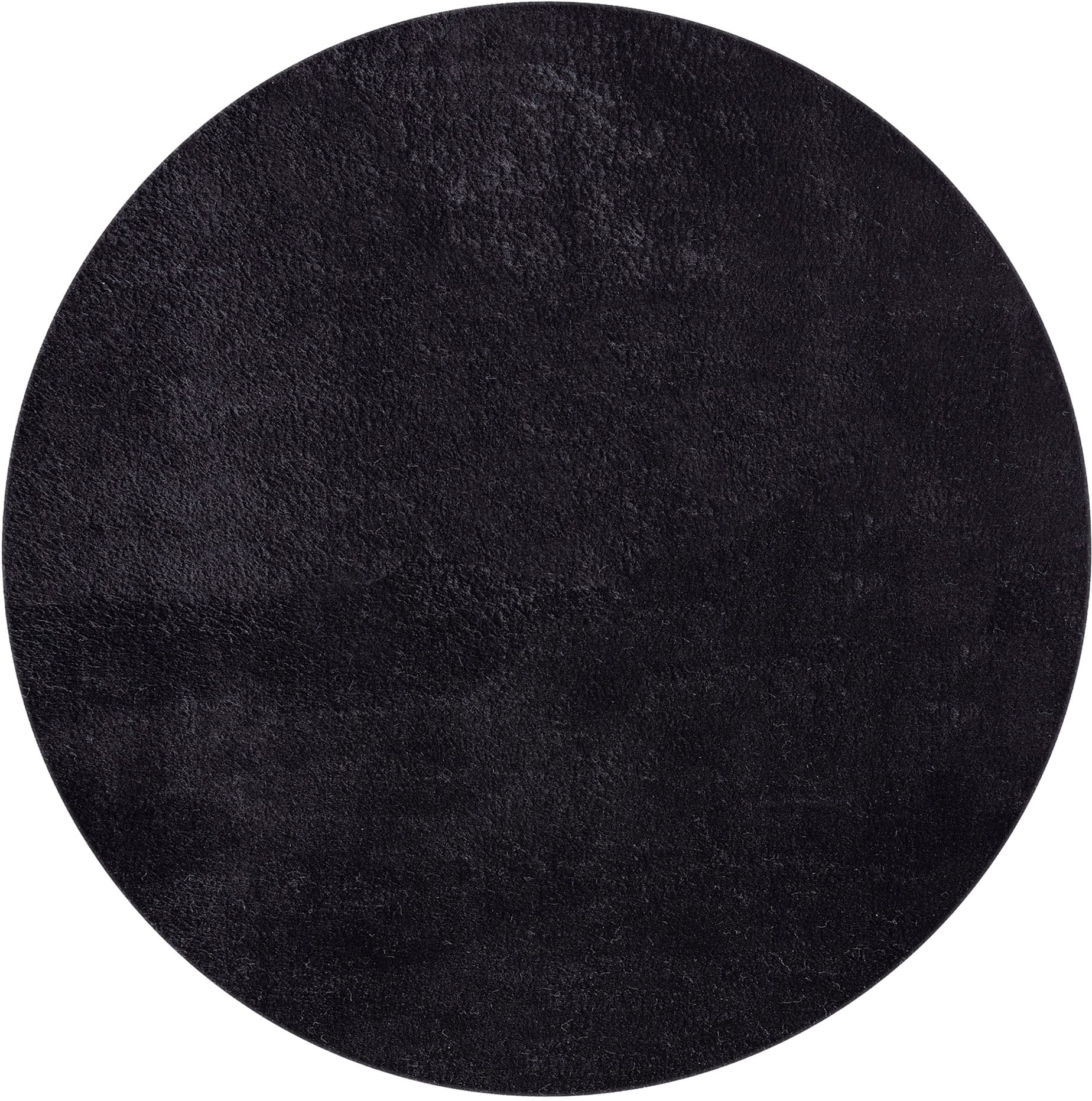 Teppich MERINOS "Loft 37", schwarz, H:16mm Ø:160cm, Polyester, Teppiche, Teppich, Kunstfellteppich besonders weich und kuschelig, Fell Haptik