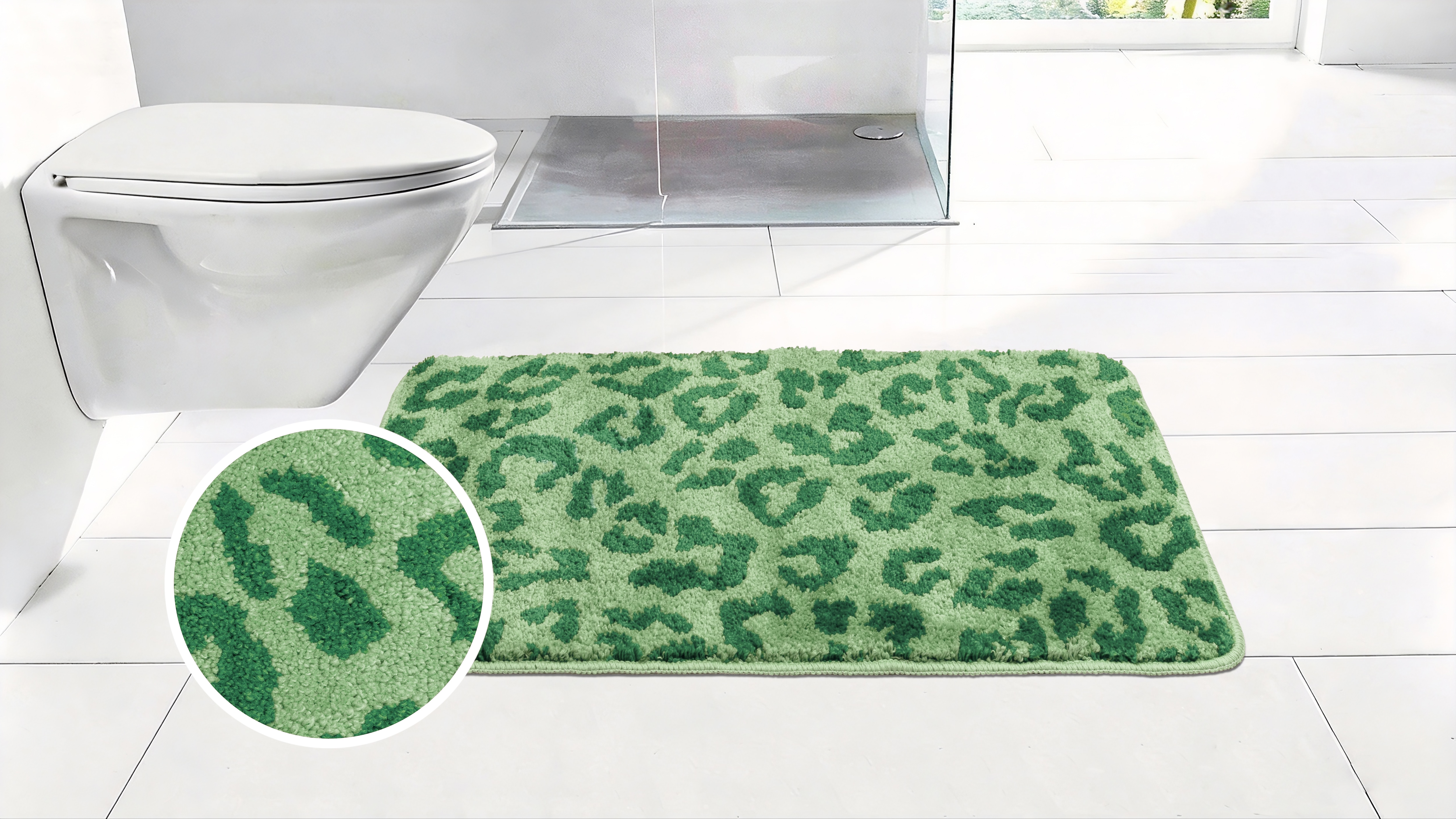 OTTO home Badematte "Anna Leo, Badvorleger, Badezimmer Teppich, Duschvorleger" Höhe 15 mm rutschhemmend beschichtet fußbodenheizungsgeeignet schnell trocknend mit Animal Print, modernes Muster, Leo, weich