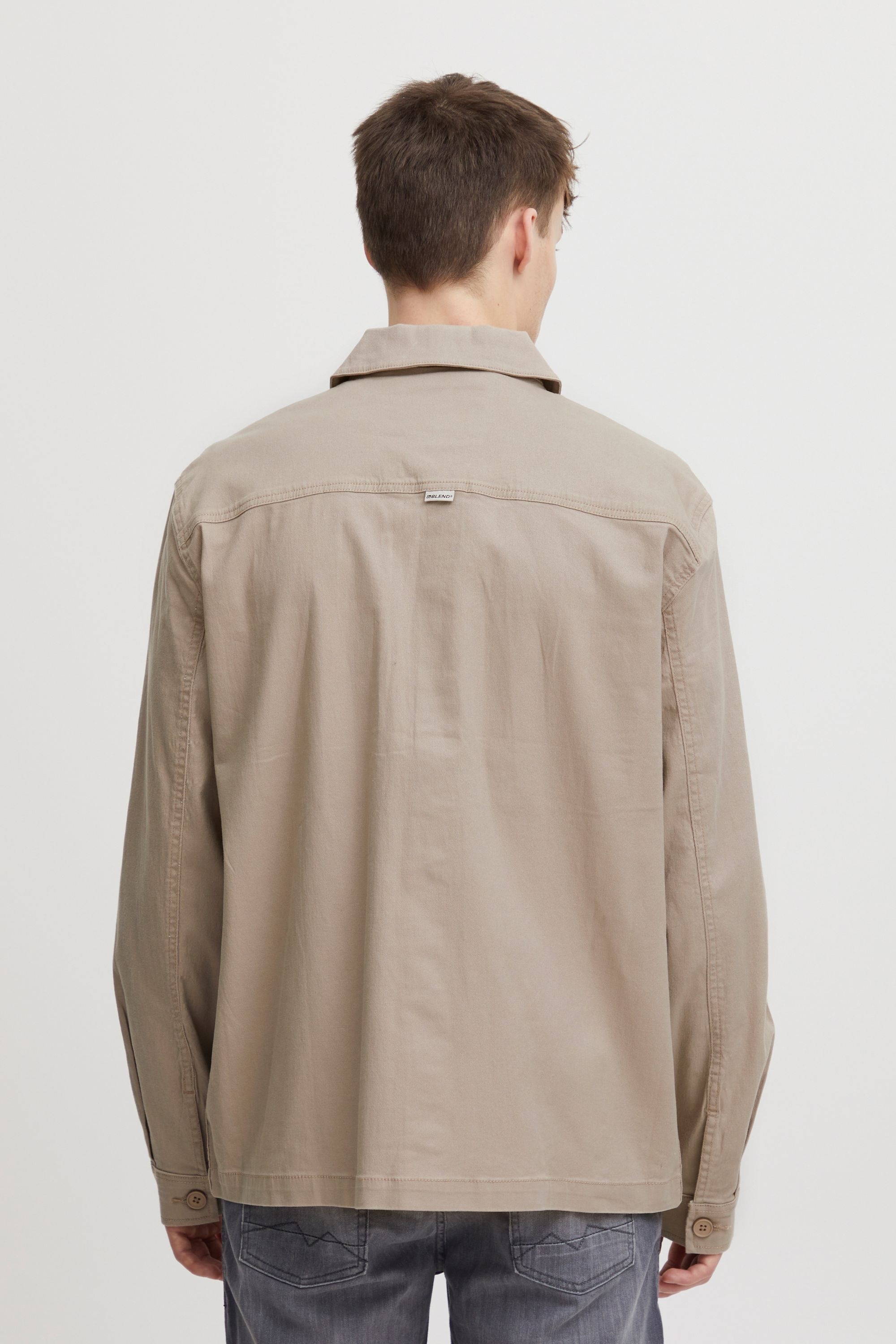 Hemdjacke BLEND "BHOvershirt", Herren, Gr. M, crockery, Web, 98% Baumwolle, 2% Elasthan, unifarben, regular fit normal, ohne Ausschnitt, eingesetzt 1-Knopf-Manschette, Jacken, Klassische Übergangsjacke 6