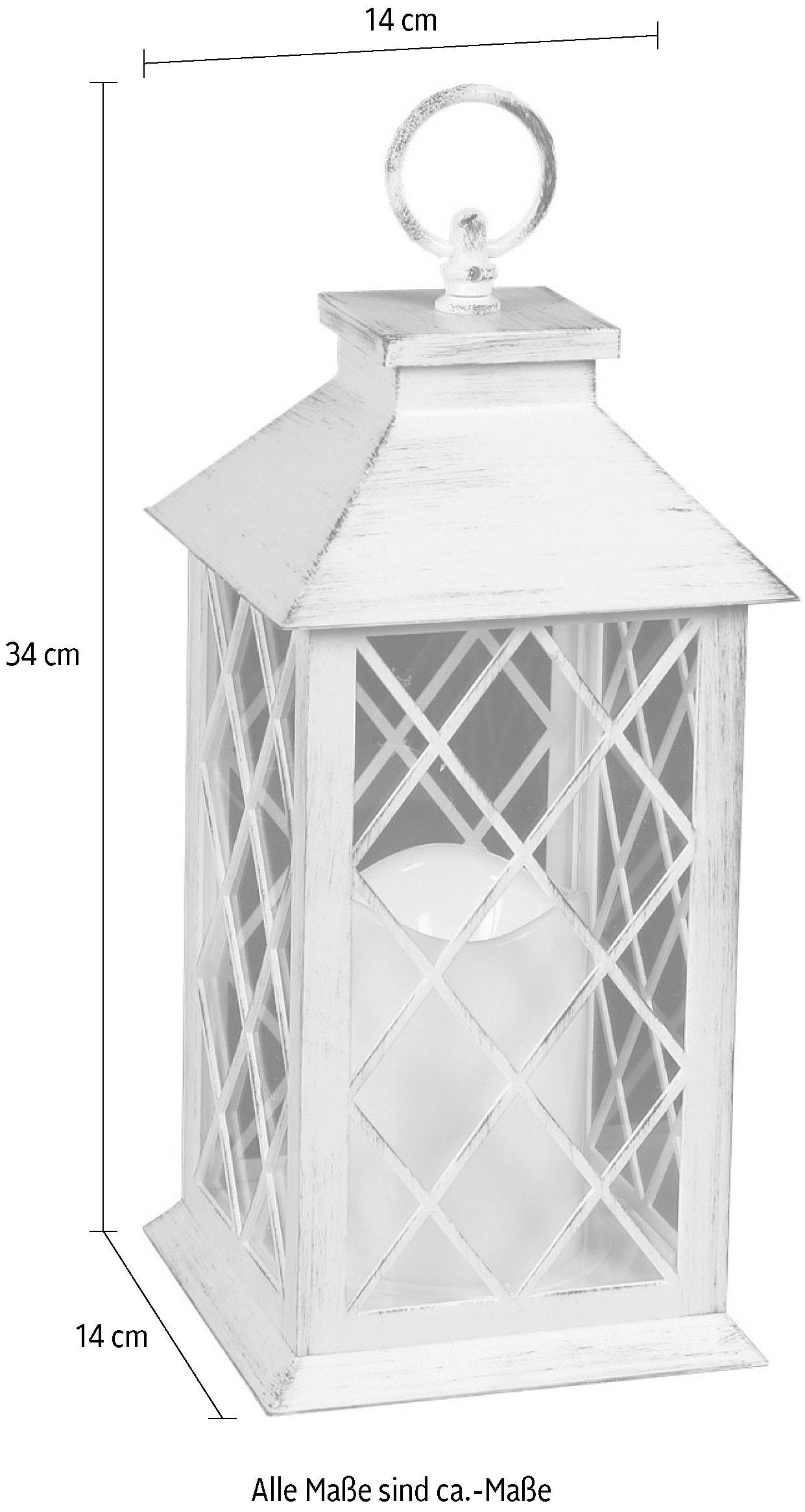 Home affaire Kerzenlaterne, inkl. LED-Kerze, antikweiß, mit 6 Stunden Timer  bestellen | BAUR | Windlichter