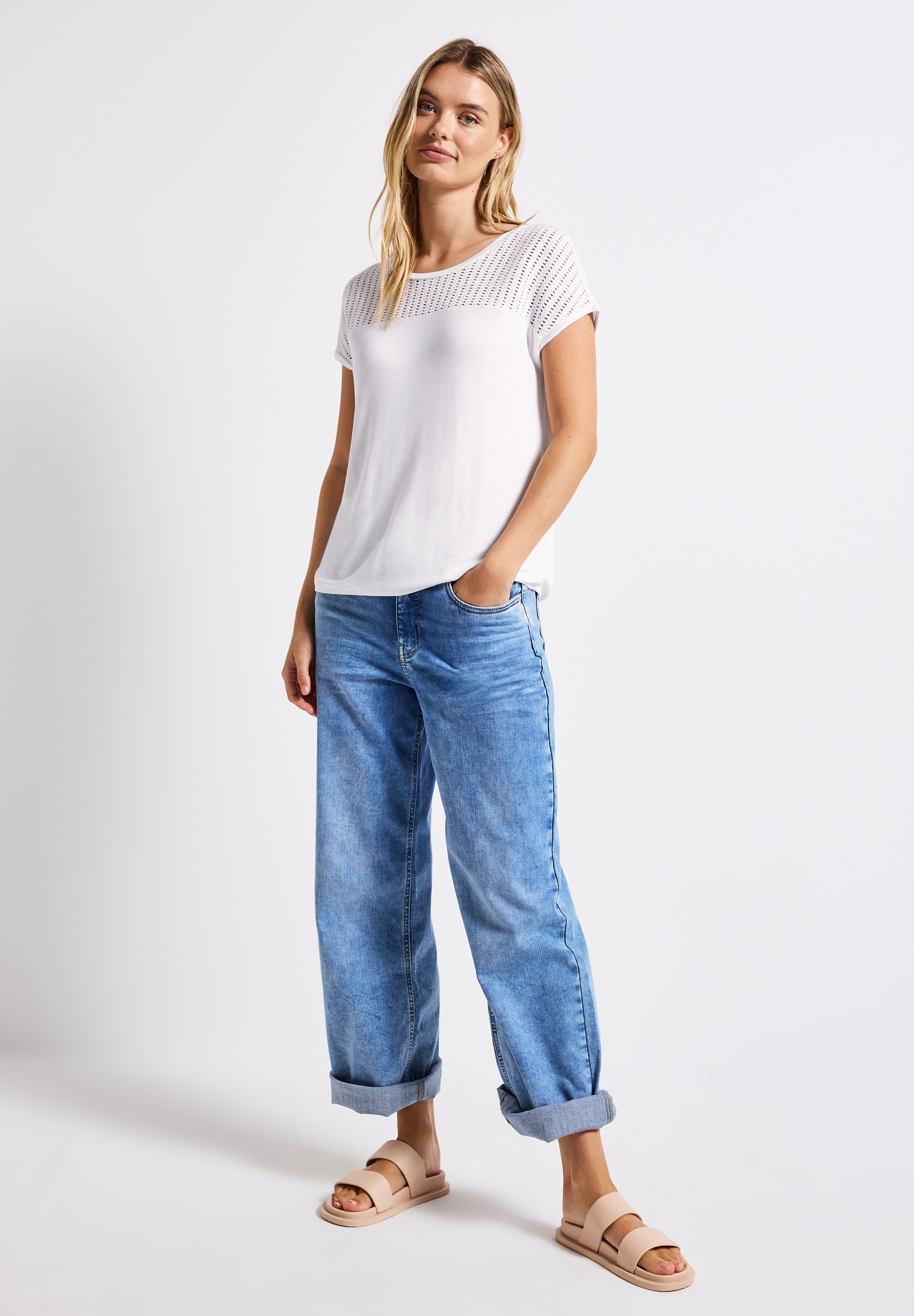 STREET ONE T-Shirt, aus elastischem Materialmix
