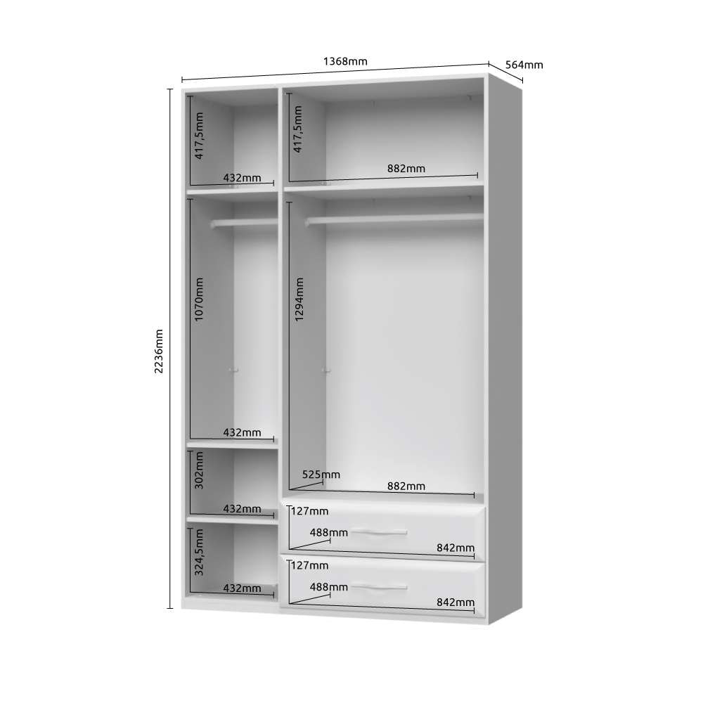 Home affaire Kleiderschrank »Gala, beige hochglänzend UV lackiert, kratzfest, FSC-zertifiziert«, (abgerundete Schubladen aus MDF im Holzdekor, soft-close), hoher Schrank (224cm), wahlweise in 3 Breiten, Made in Europe