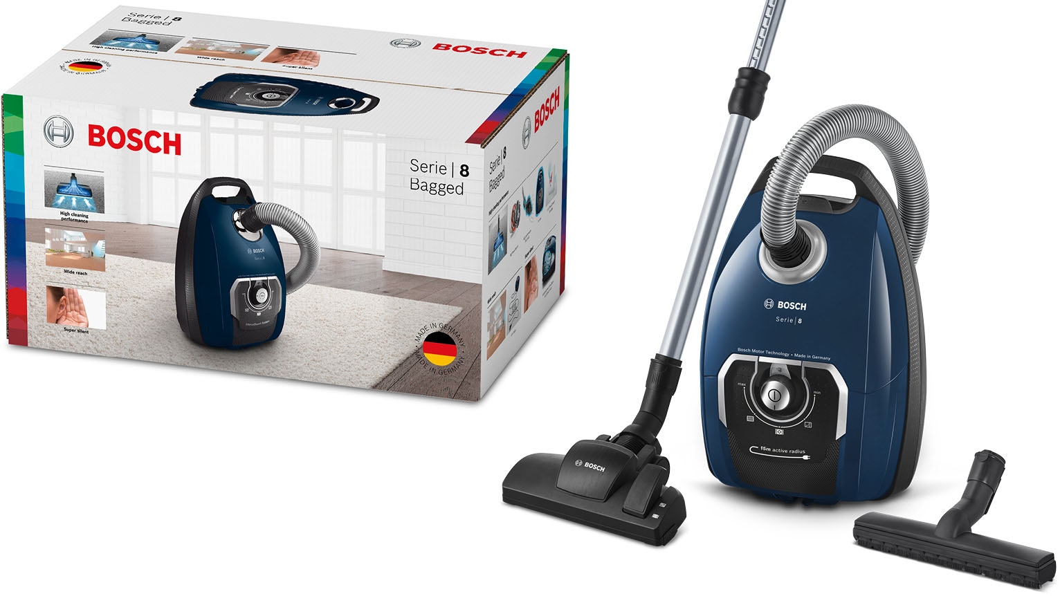 BOSCH Bodenstaubsauger »BGB75X494, Serie | blau«, extra inkl. mit 8, leise Beutel, Hartbodendüse, W, 650 BAUR langes Kabel