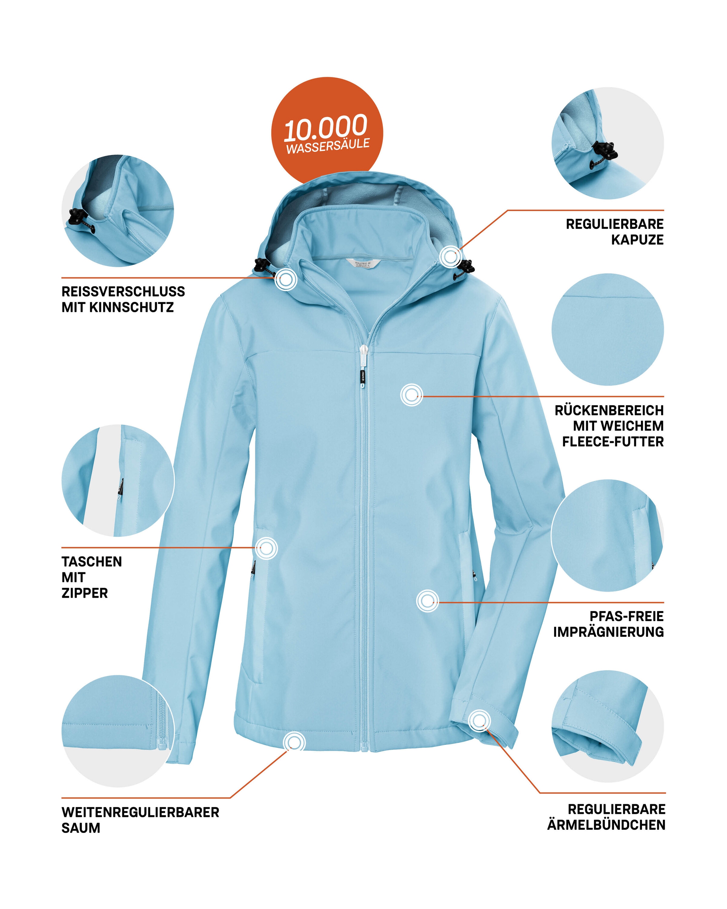 Killtec Softshelljacke »KOS 102 WMN SFTSHLL JCKT«, Wasserabweisende, atmungsaktive Softshelljacke, PFAS-frei imprägniert