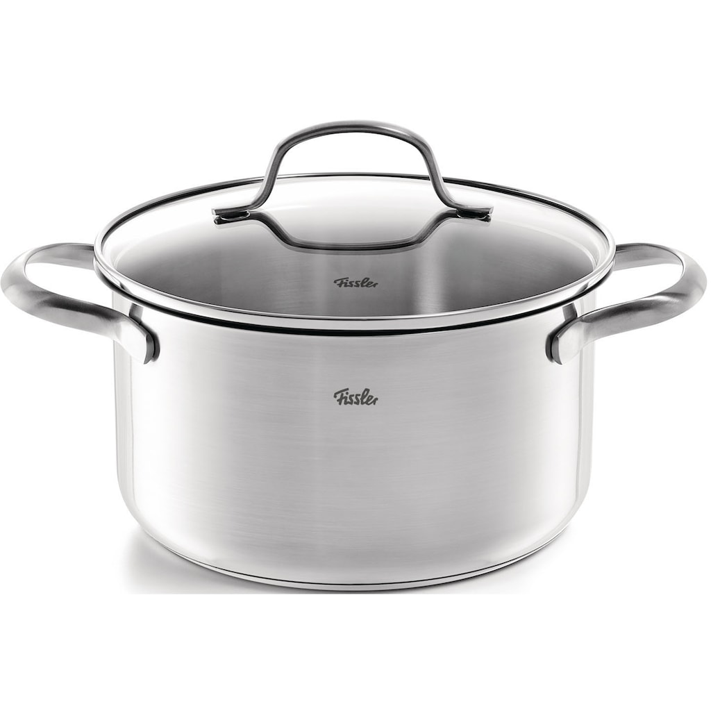 Fissler Topf-Set »San Francisco«, Edelstahl 18/10, (Set, 9 tlg., Bratentopf 20 cm, je 1 Kochtopf 16/20/24 cm, Stielkasserolle 16 cm), Geeignet für alle Herdarten, Induktion