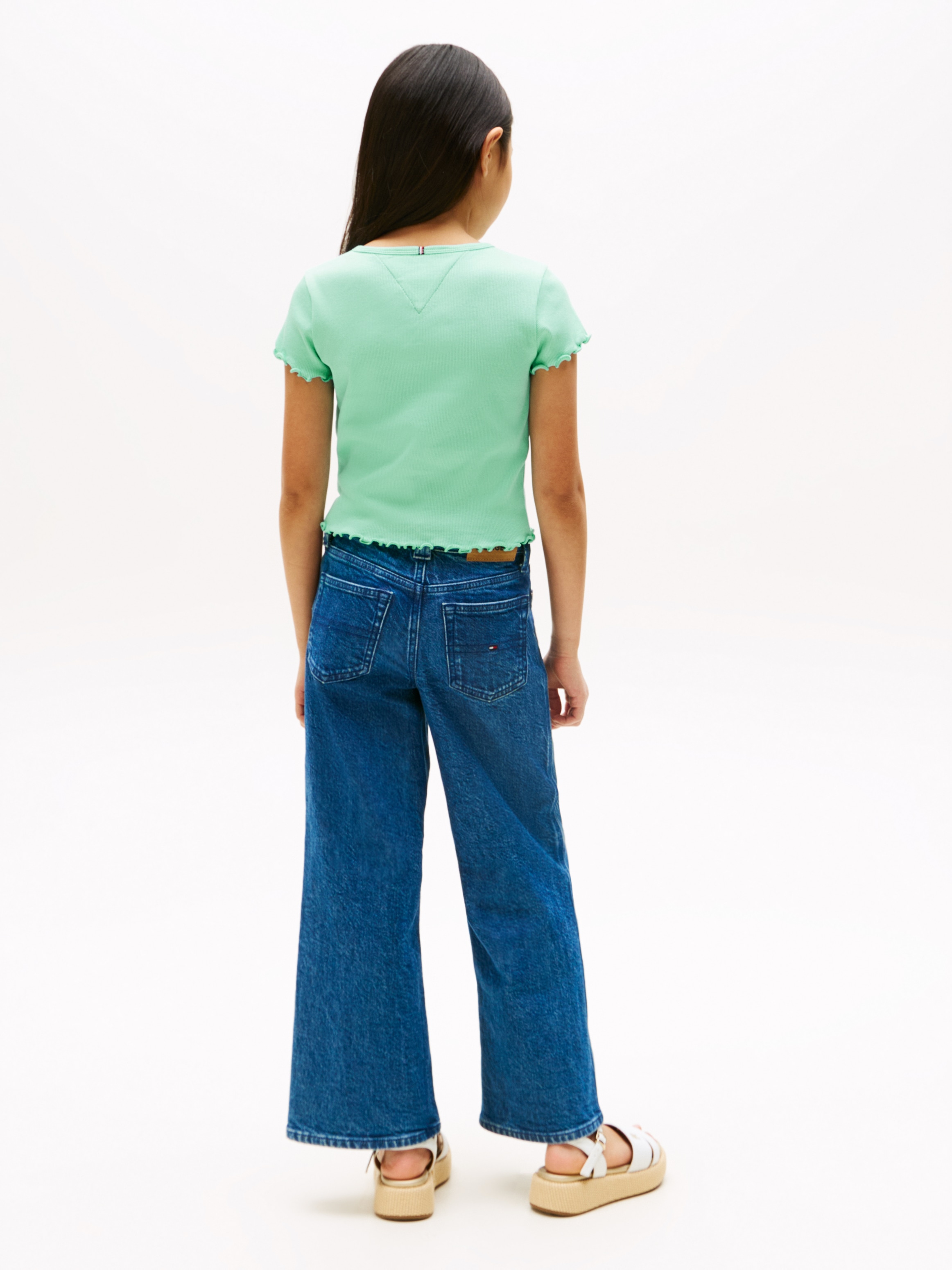 Tommy Hilfiger T-Shirt »ESSENTIAL RIB TOP SS«, mit Babylock-Kanten, mit Logostickerei