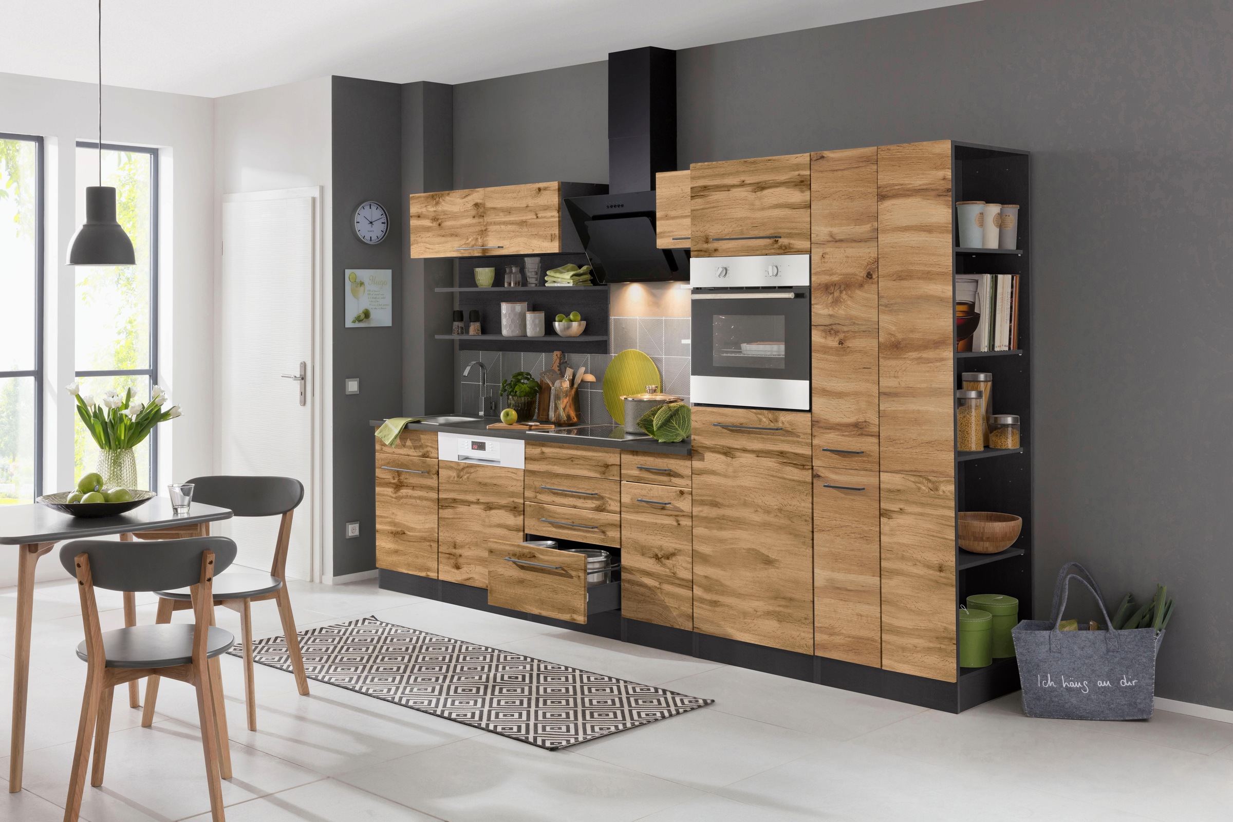 KOCHSTATION Anbauregal »KS-Tulsa«, 30 cm breit, 200 cm hoch, mit 5 Fächern, MDF Front