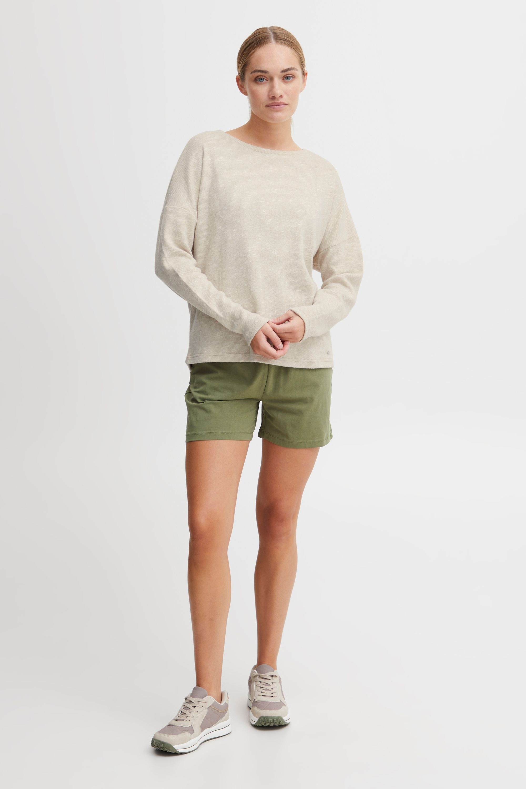 Longpullover OXMO "Sweatshirt OXSanne", Damen, Gr. S, beige (cement melange) 2