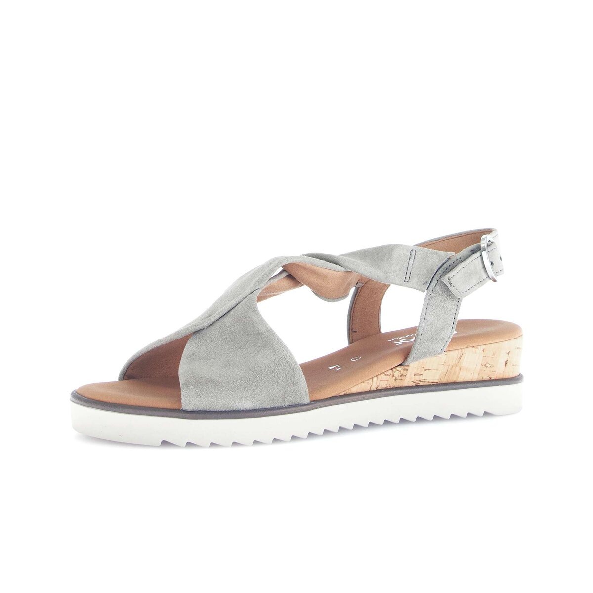 Keilsandalette GABOR "Genua", Damen, Gr. 40, schilf, Ziegenveloursleder, Schuhe, Riemchensandale, Sommerschuh, Komfortschuh in Weite G (=weit) 7