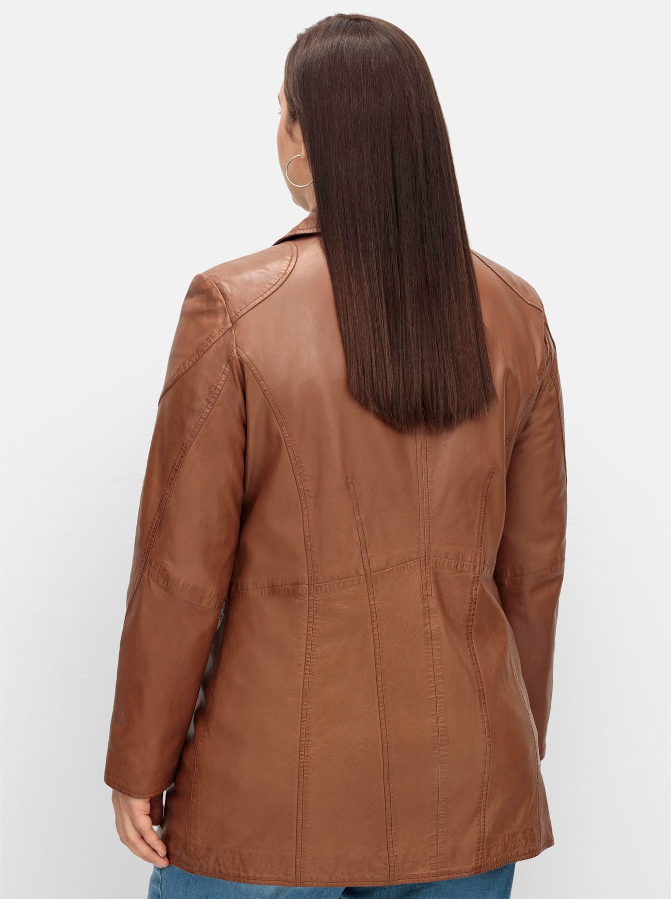 SHEEGO Women Leather Jacket Cognac Size 52 3