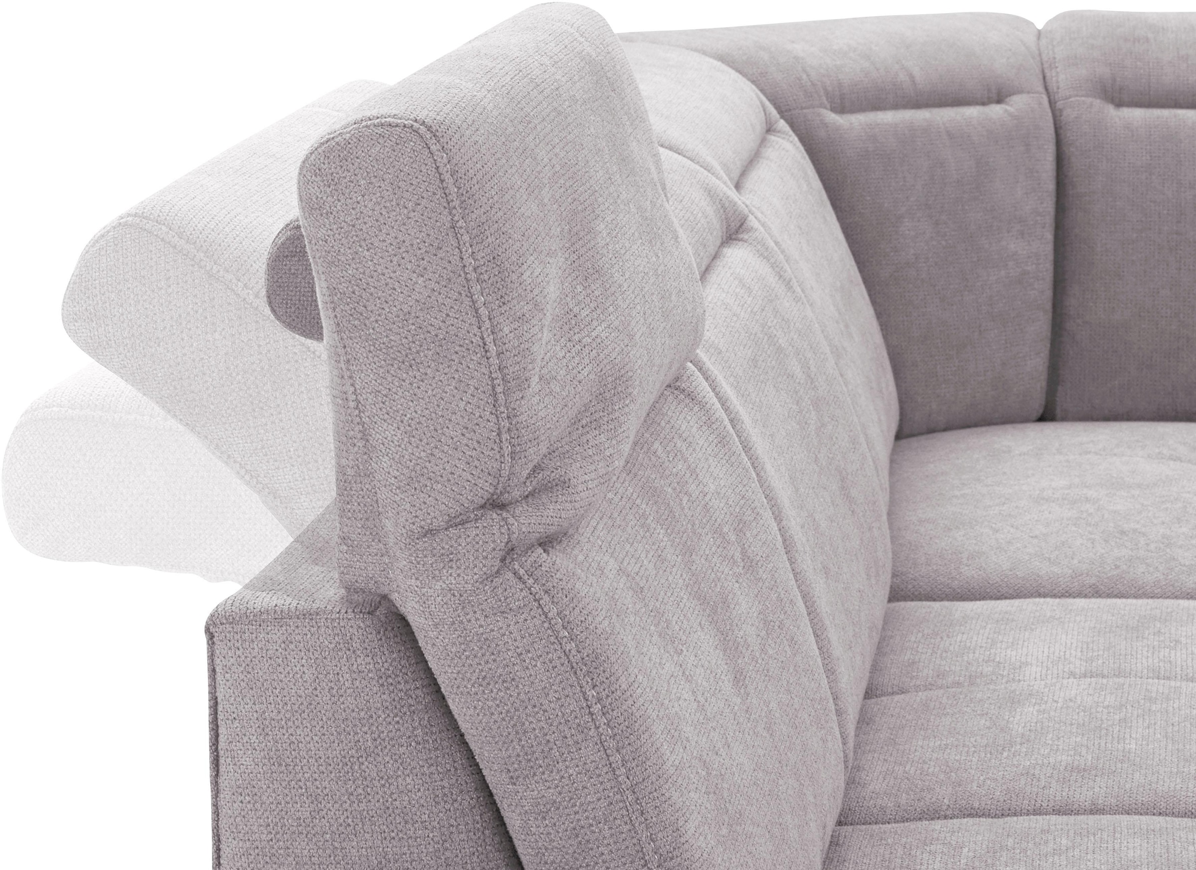Places of Style Ecksofa »Cornwall L-Form«, incl. Sitztiefenverstellung, mit Bettfunktion und Kopfteilverstellung