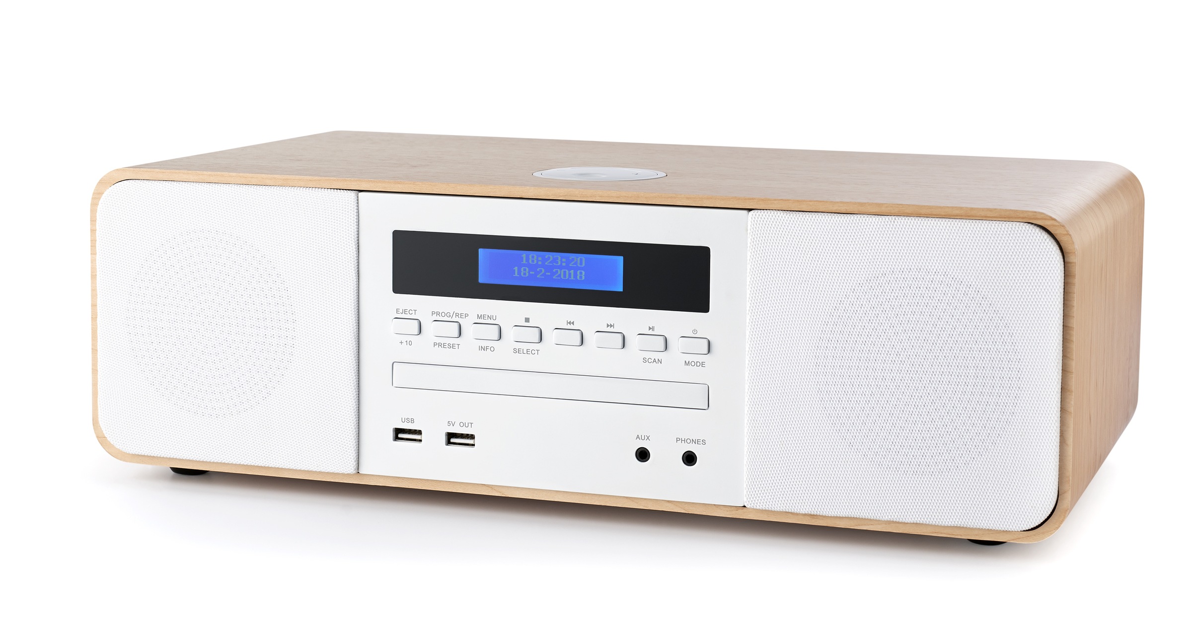 Thomson Kompaktanlage »MIC201IDABBT weiß/braun, CD, 50 Watt«, Displaybeleuchtung-UKW Radio-USB-Audiowiedergabe, DAB+, Induktion Charging