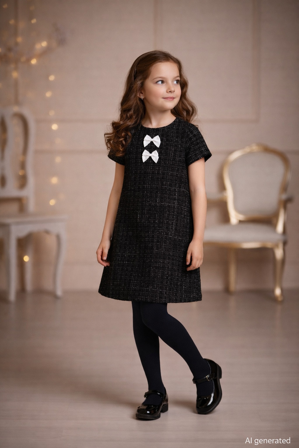 DANAMADE Mädchen Jerseykleid "DANAMADE Dress DMETTE", schwarz, Gr. 110, 100% Polyester, Kleider