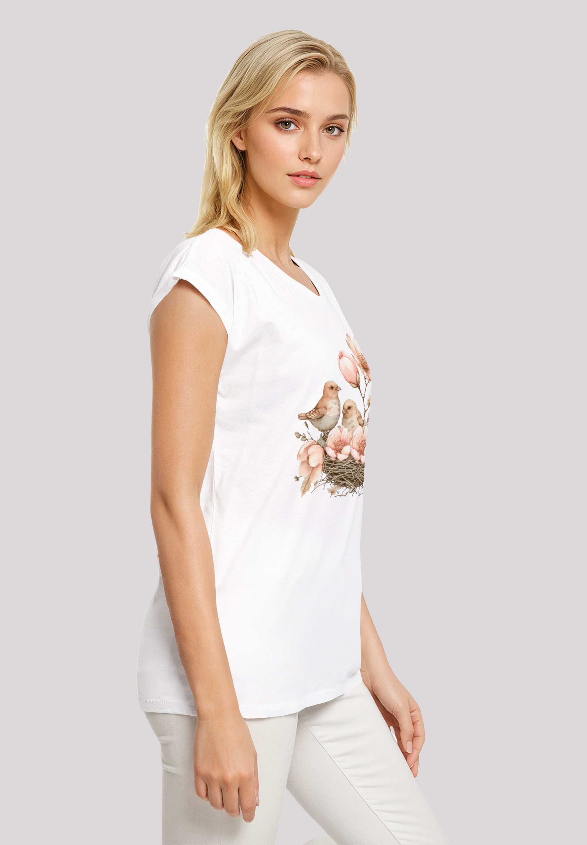 F4NT4STIC T-Shirt »Vogelnest Blumen«, Premium Qualität