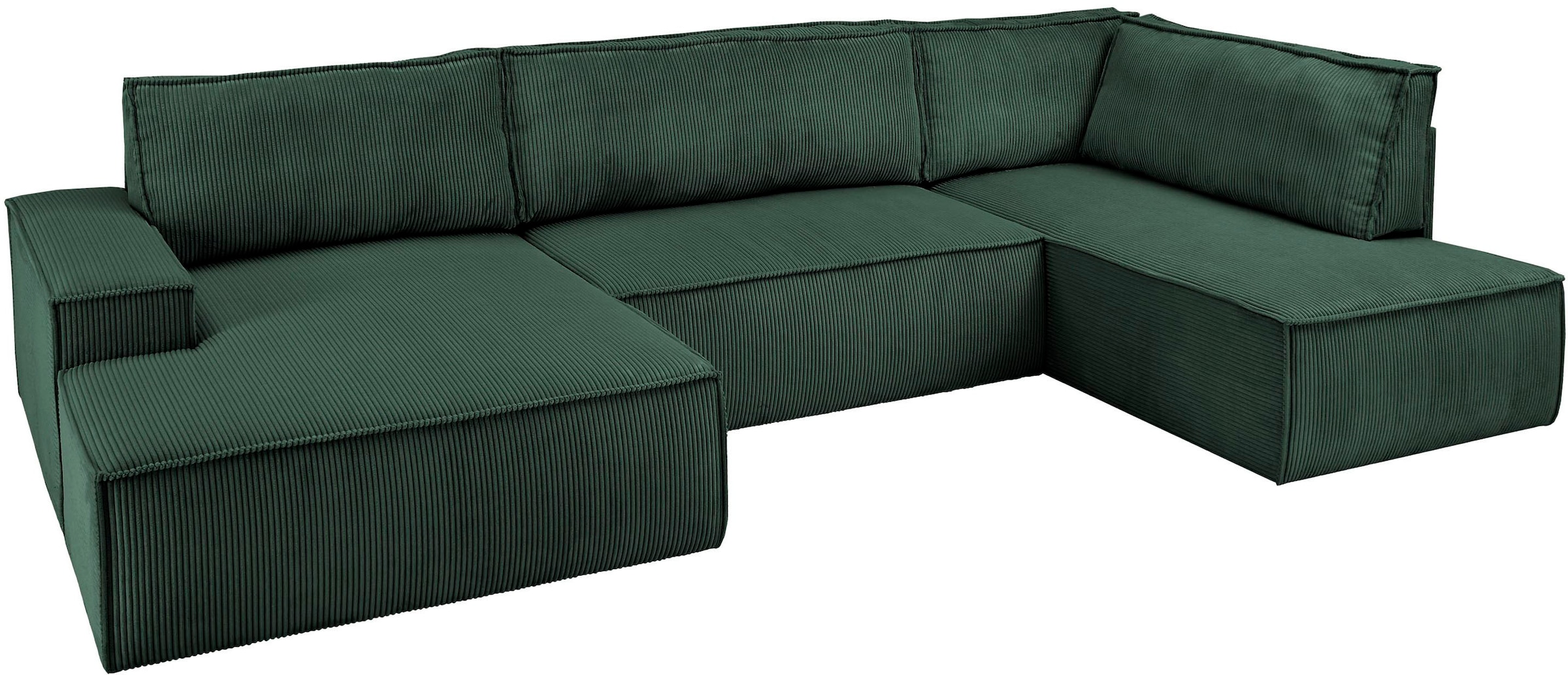 Home affaire Wohnlandschaft »SHERWOOD 329 cm, U-Form, Schlafsofa,«, Schlaffunktion m. Bettkasten (194x139 cm), Cord, Vintage, Samtvelours