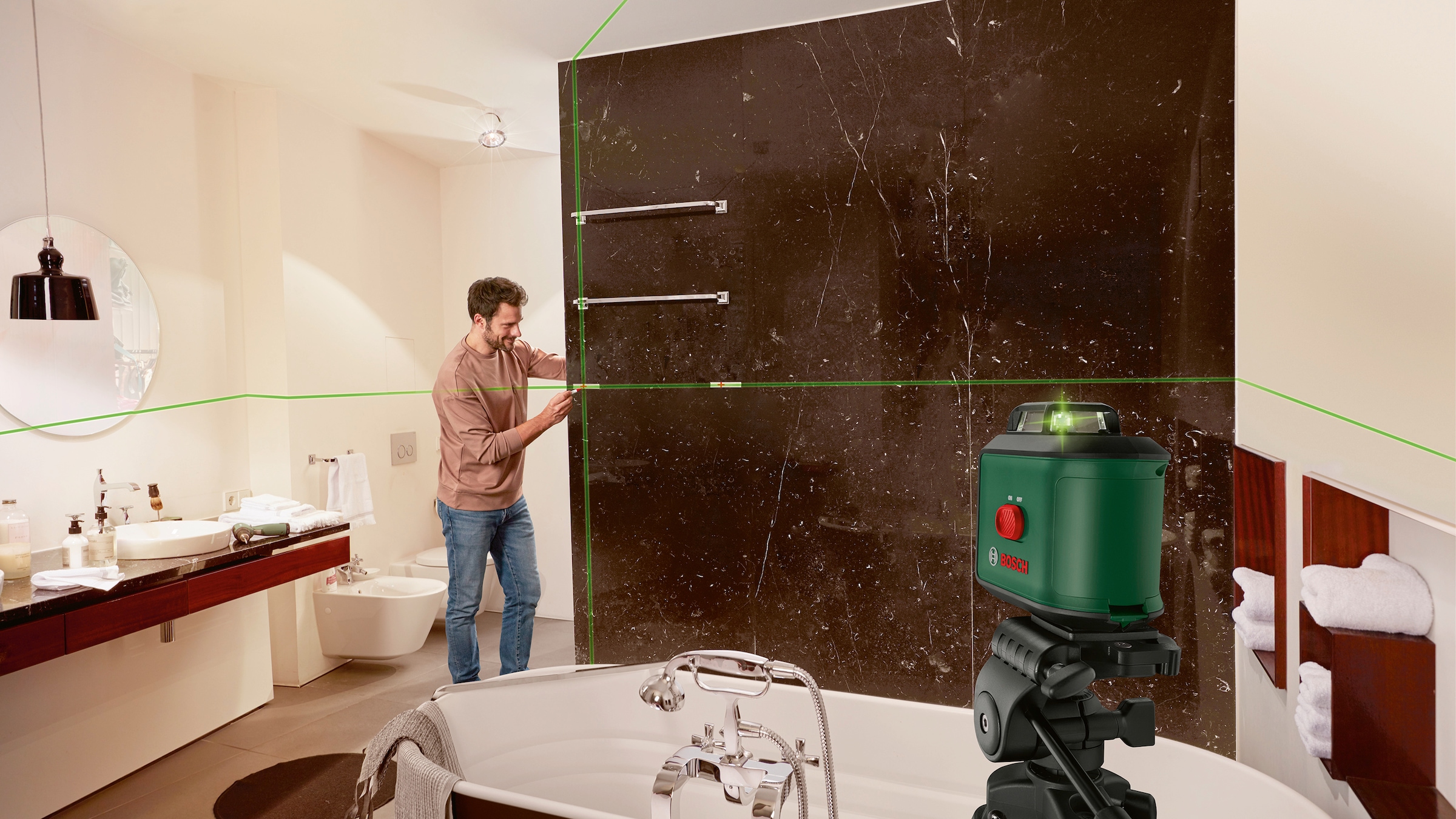 Bosch Home & Garden Kreuzlinienlaser »UniversalLevel 360«, (Packung), Ø Arbeitsbereich: 24m