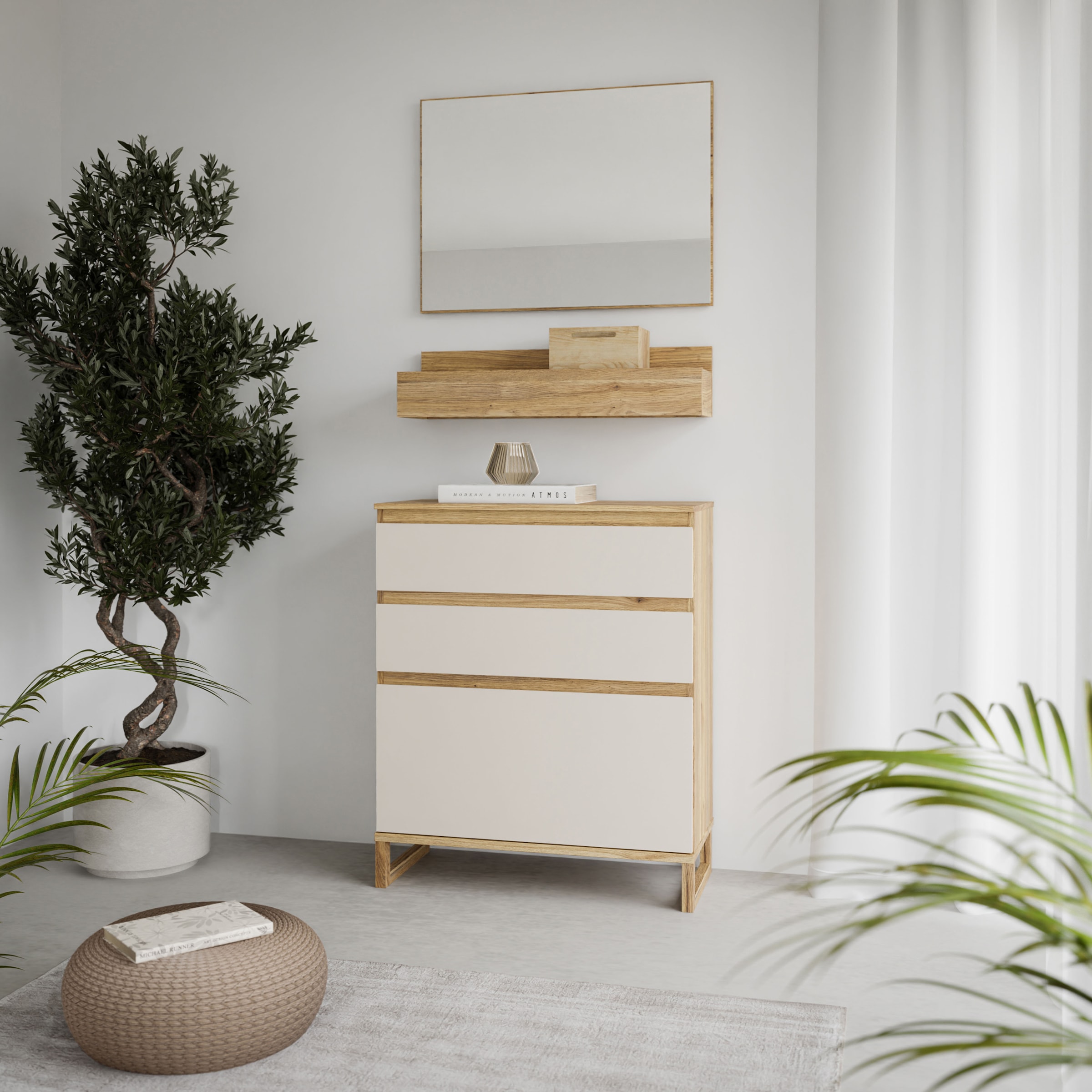 FORTE Garderoben-Set 3 Stk. tlg. Kompaktgarderobe mit Spiegel, Regal und Ko günstig online kaufen