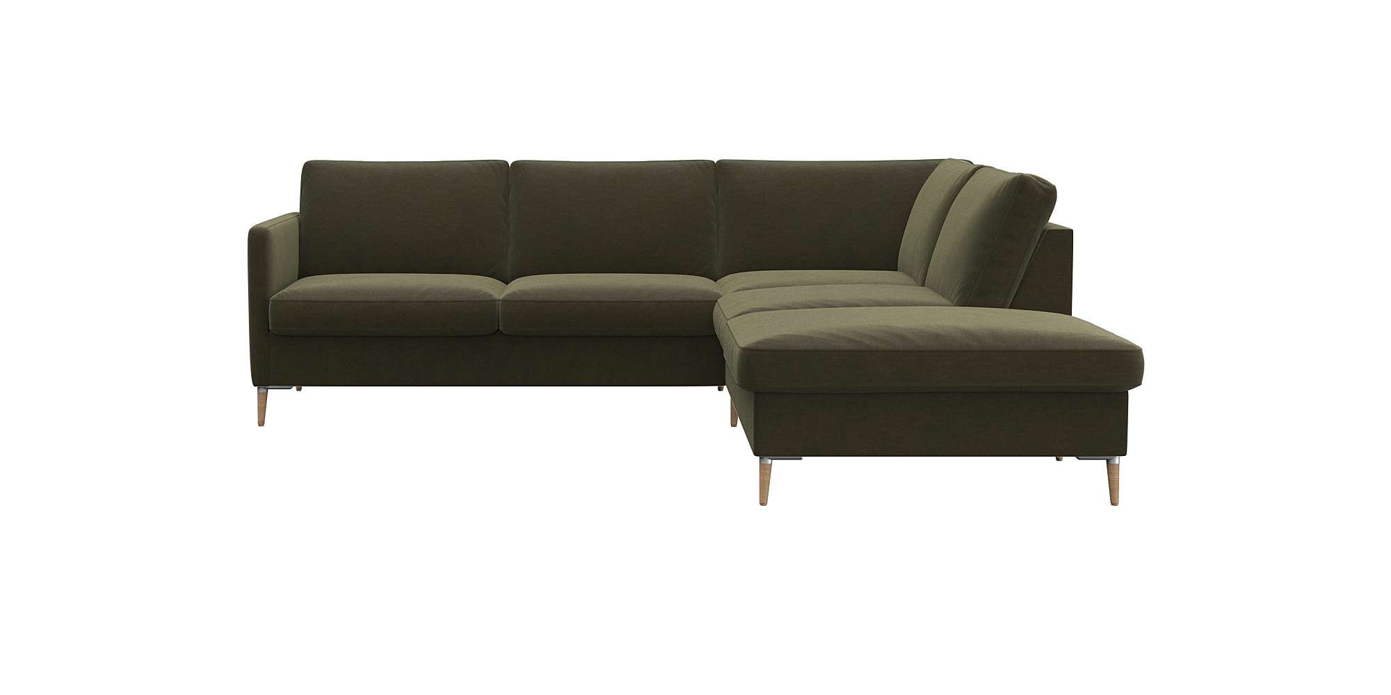 FLEXLUX Ecksofa "Fiore, L-Form, super bequem durch Kaltschaum im Sitz" schmale Armlehnen, Füße Alu/Eiche, B/T 234/225 cm