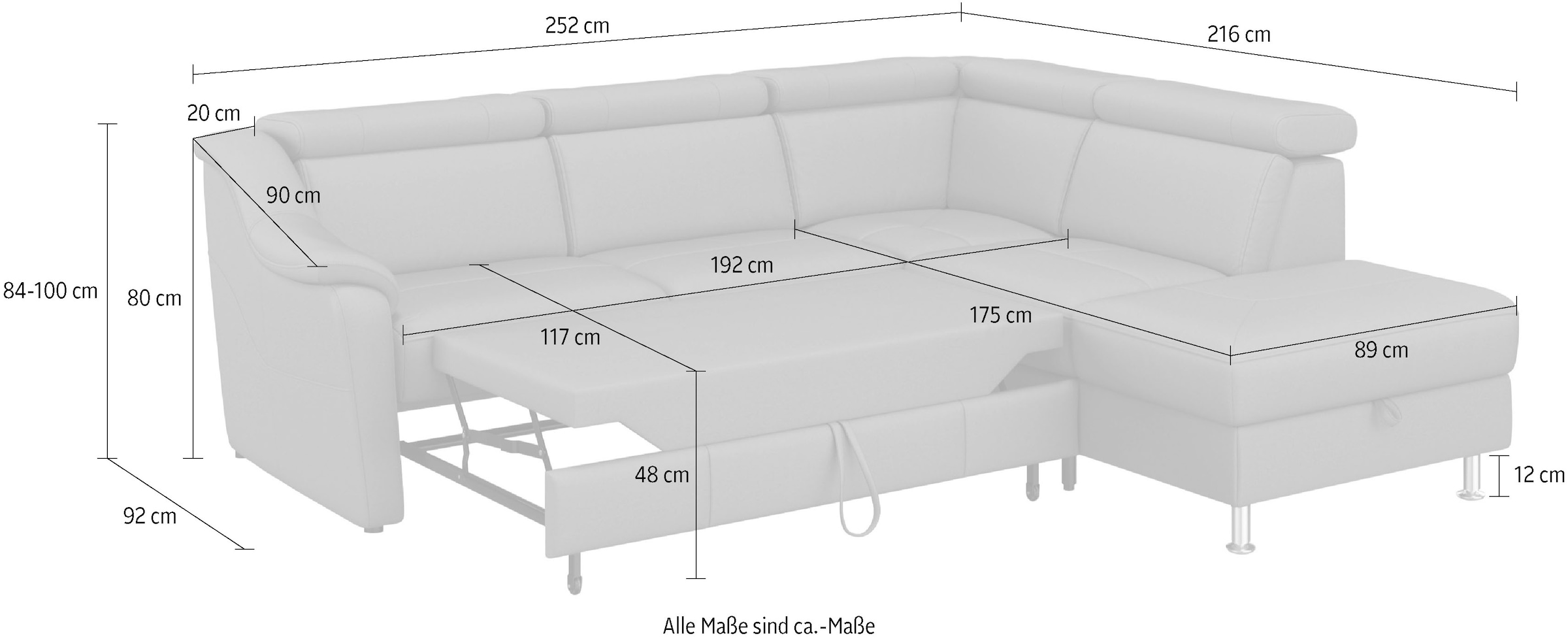 sit&more Ecksofa »Freetown L-Form«, inklusive Kopfteilverstellung und komfortablem Federkern