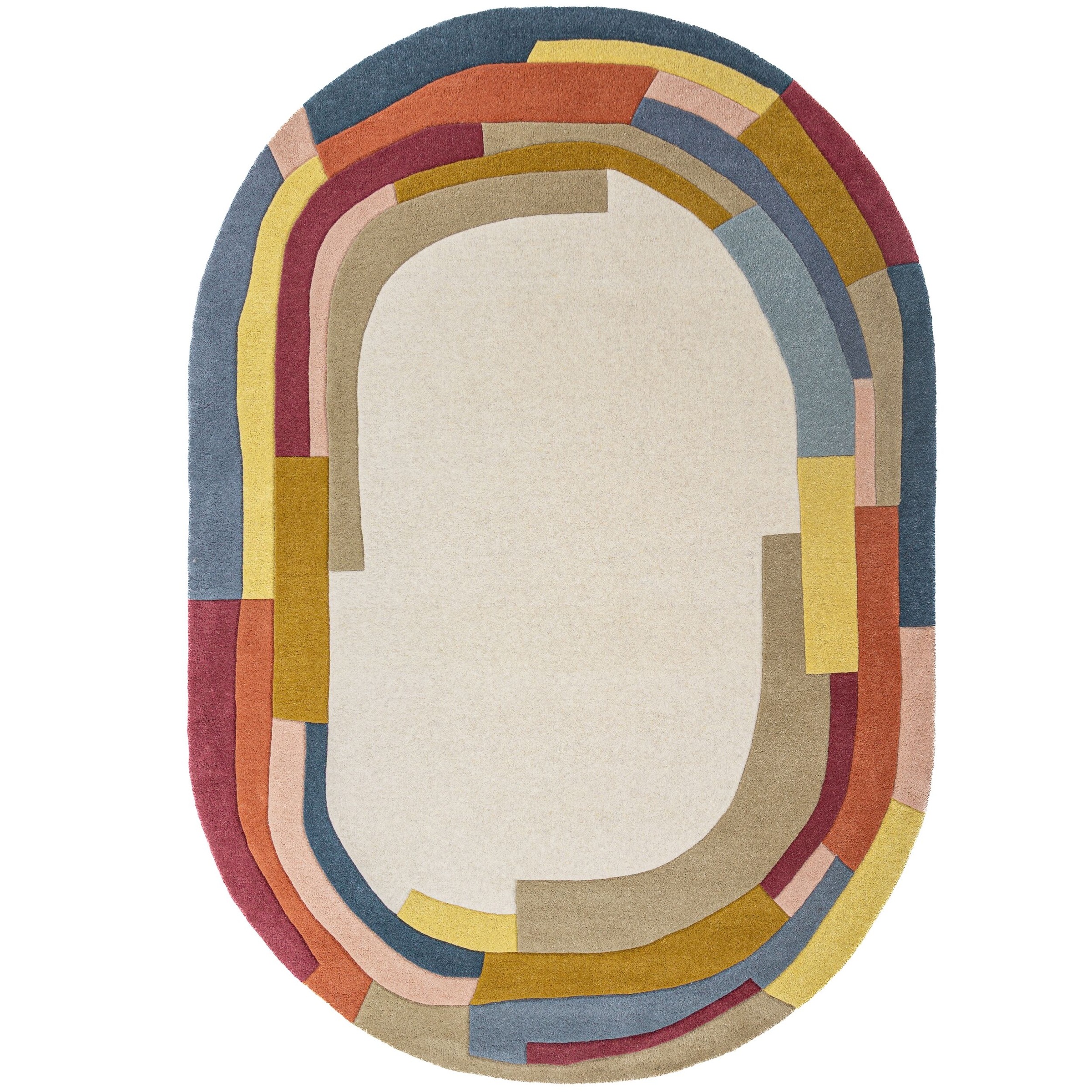 FLAIR RUGS Wollteppich »EMRYC« oval 8 mm Höhe aus 100 % Wollflor, Ideal für moderne Einrichtungen