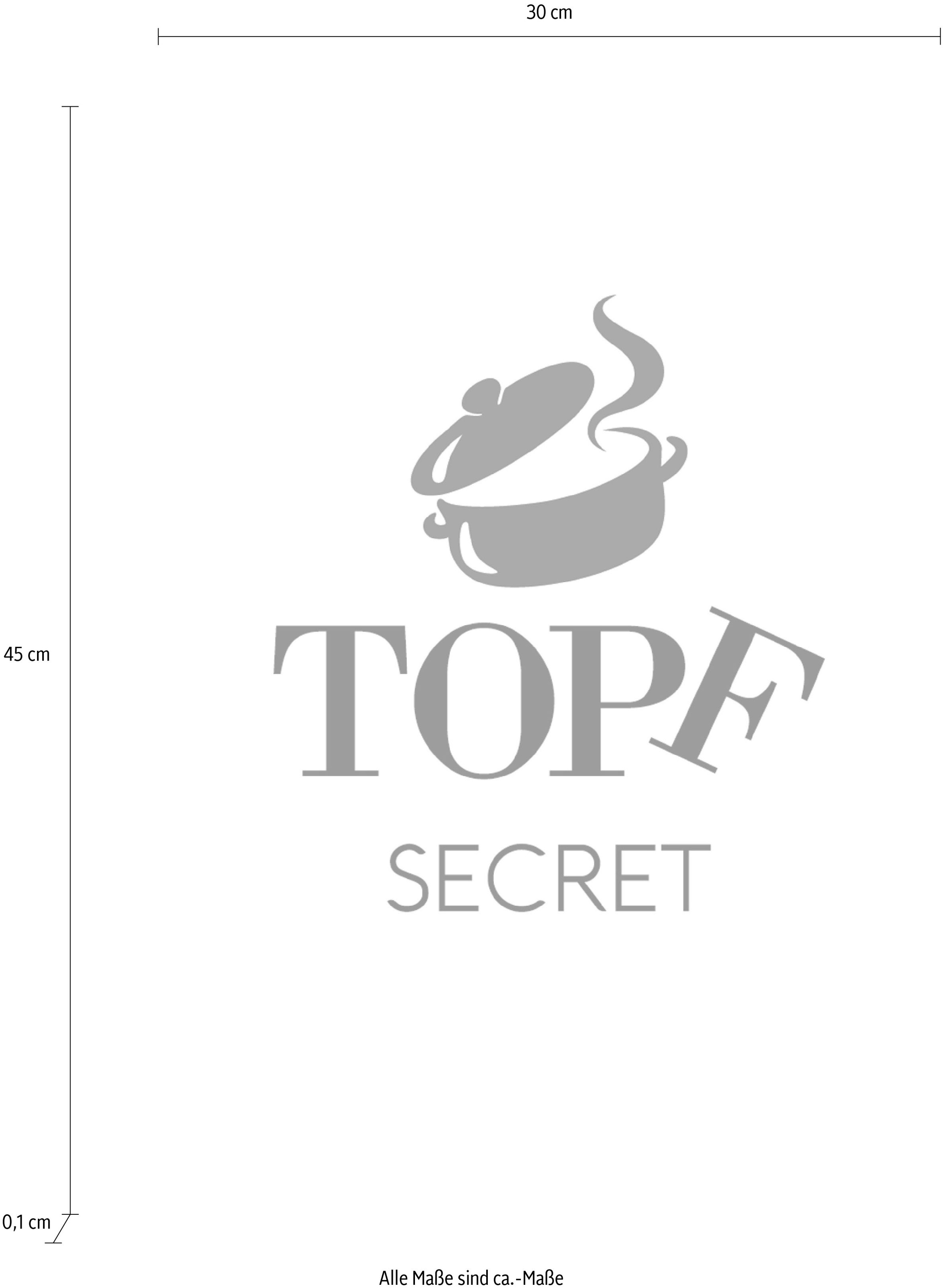 queence Wanddekoobjekt "TOPF SECRET", Stahlschild, Blechschild, Spruch, Wit günstig online kaufen