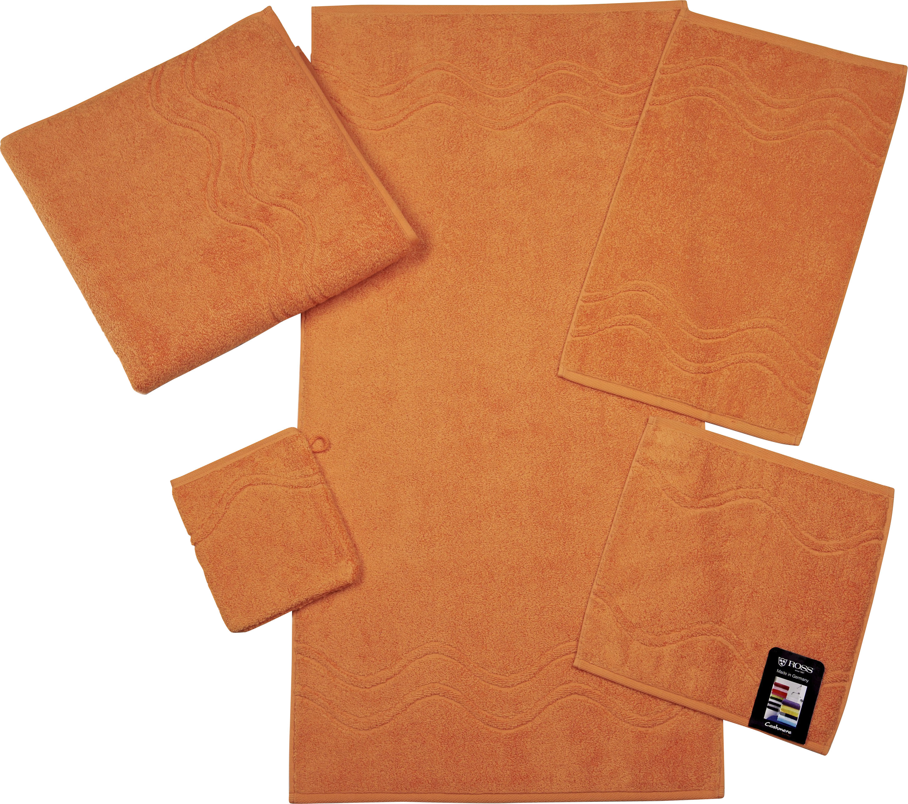 Gästehandtuch ROSS, B:30cm L:50cm, orange, Frottier, Baumwolle, Handtücher, "Cashmere feeling", 100% Baumwolle, mit Wellen-Bordüre, große Farbauswahl