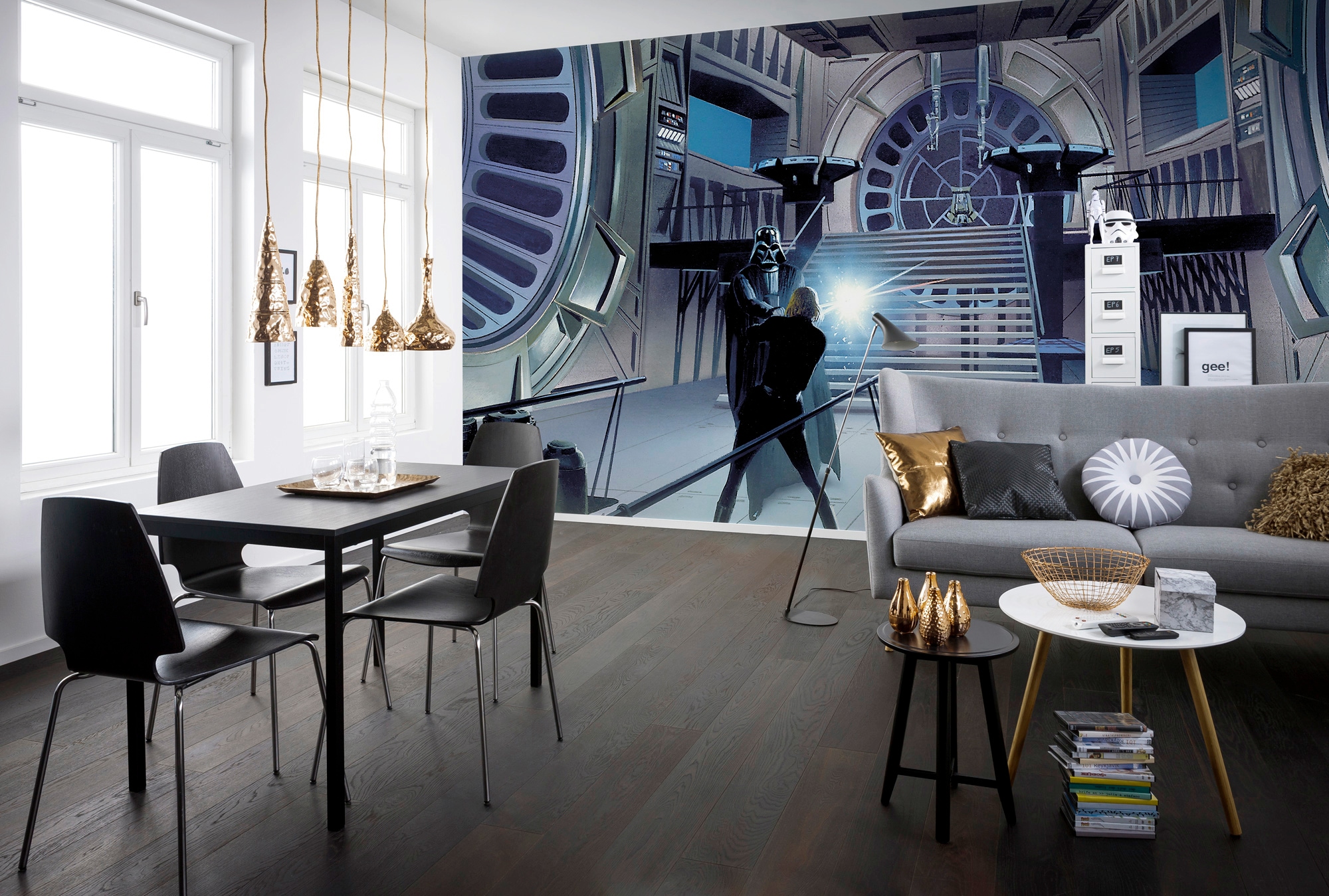 Komar Fototapete »Star Wars Classic BAUR Throneroom«, Raten RMQ | Duell auf futuristisch-mehrfarbig-Weltall