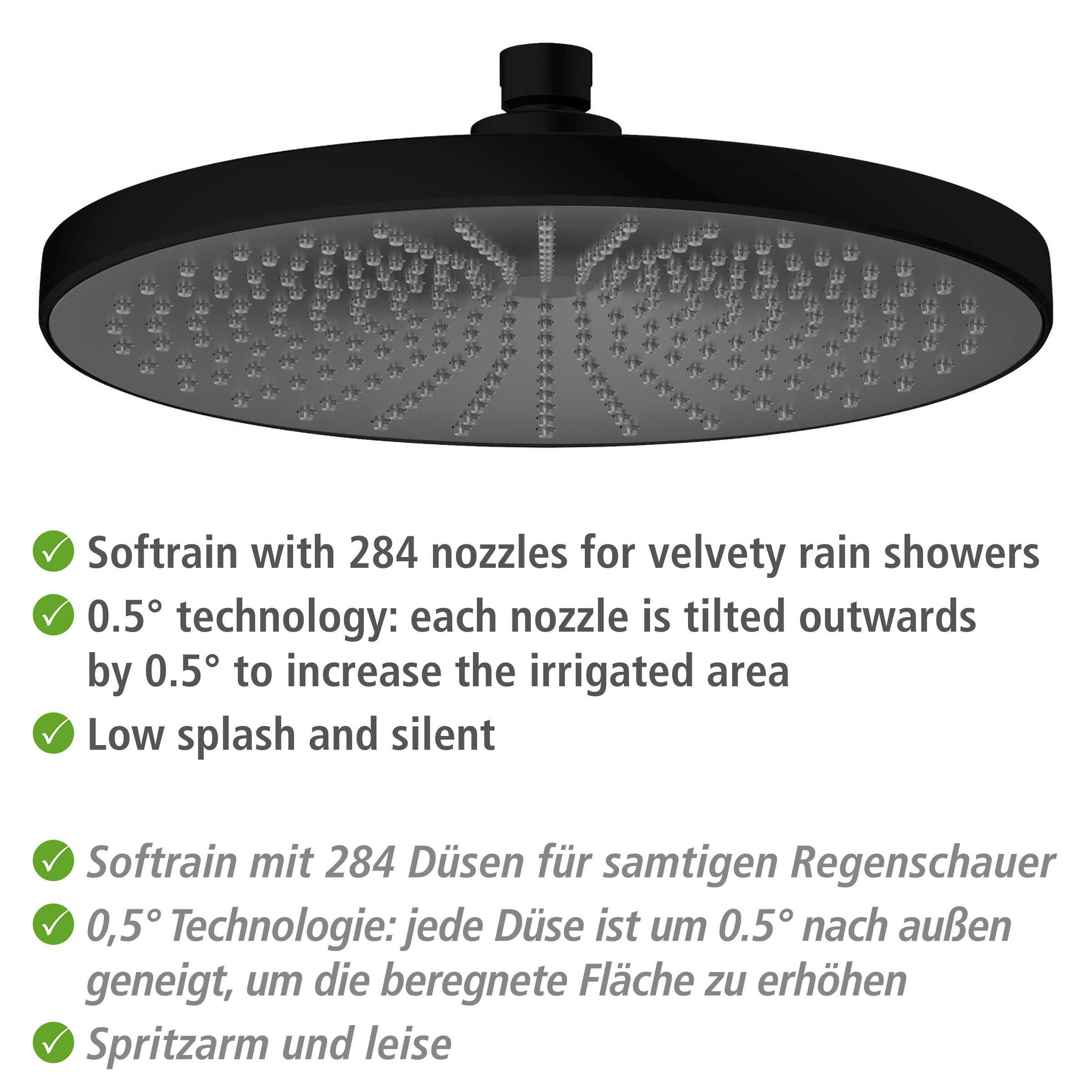 WENKO Regenduschkopf »Ultimate Shower«, (1 tlg.), Schwarz/Grau, Ø 25 cm