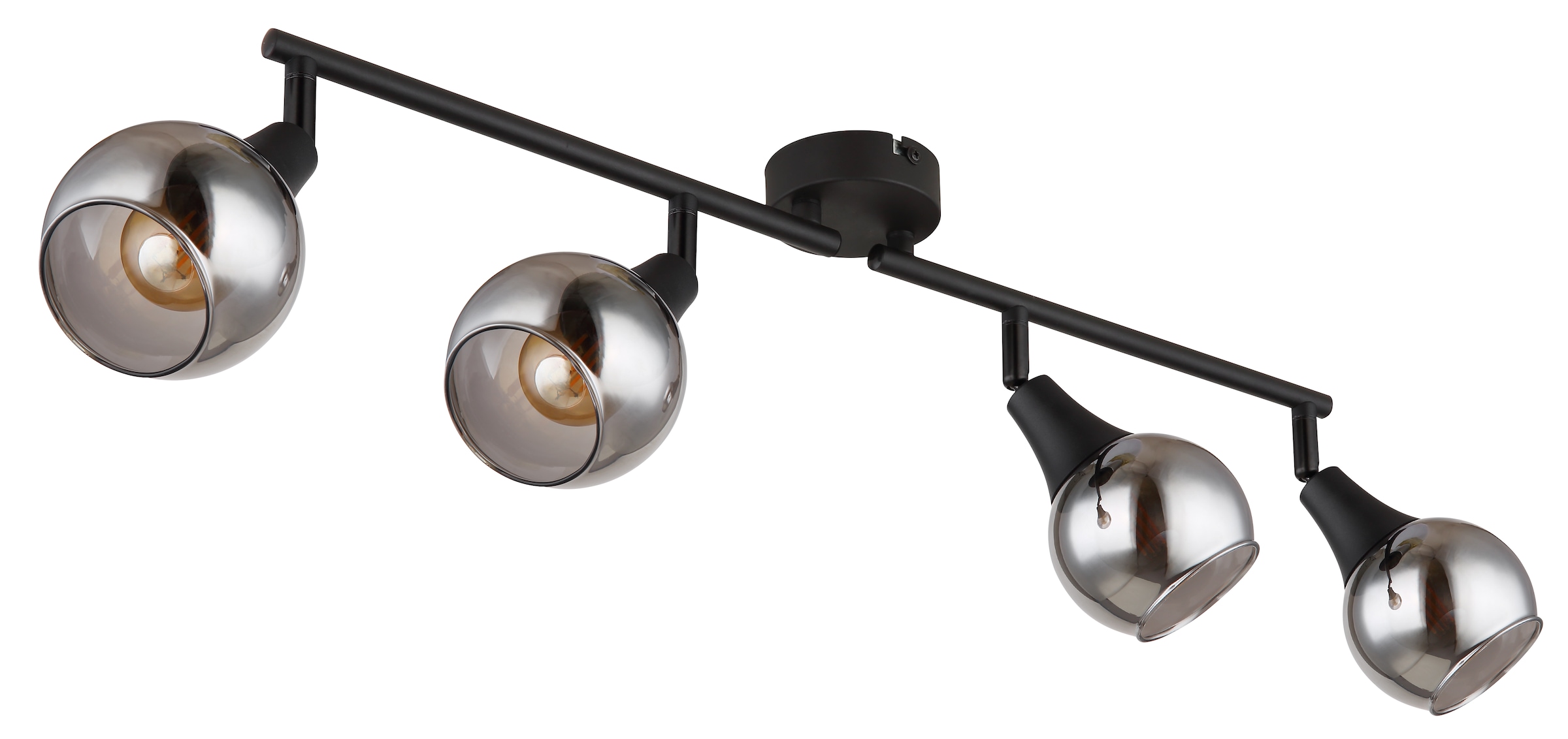 GLOBO LIGHTING Deckenstrahler »GLYPTAR«, Leuchtmittel E14 | ohne Leuchtmittel, Deckenspot/schwarz/Glas rauchfarben/Wohnzimmer/Flur