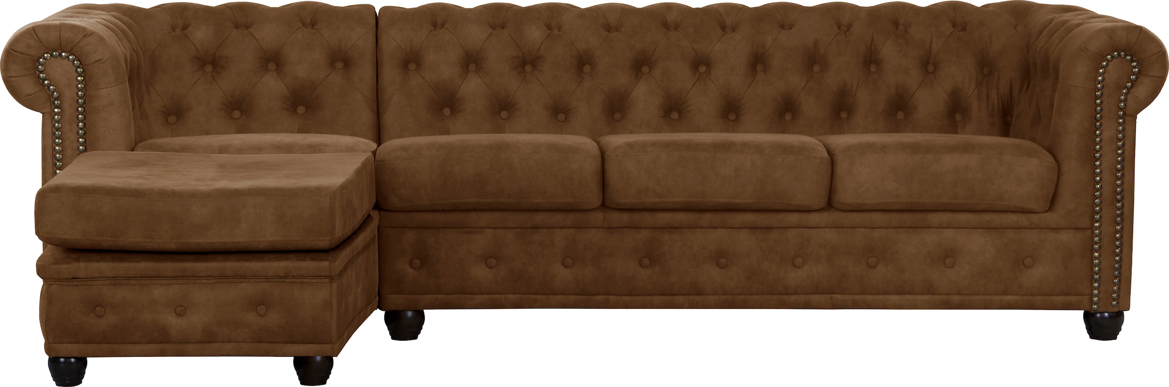 Home affaire Chesterfield-Sofa »Rysum L-Form«, Chesterfield-Optik mit Ottomanen-Abschluß