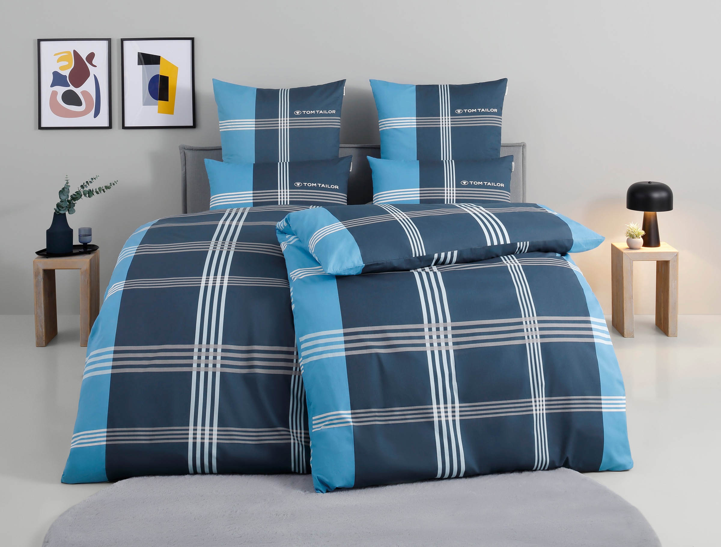 TOM TAILOR HOME Bettwäsche "Ole" 2 karierte Bettwäsche aus Baumwolle, mit Reißverschluss